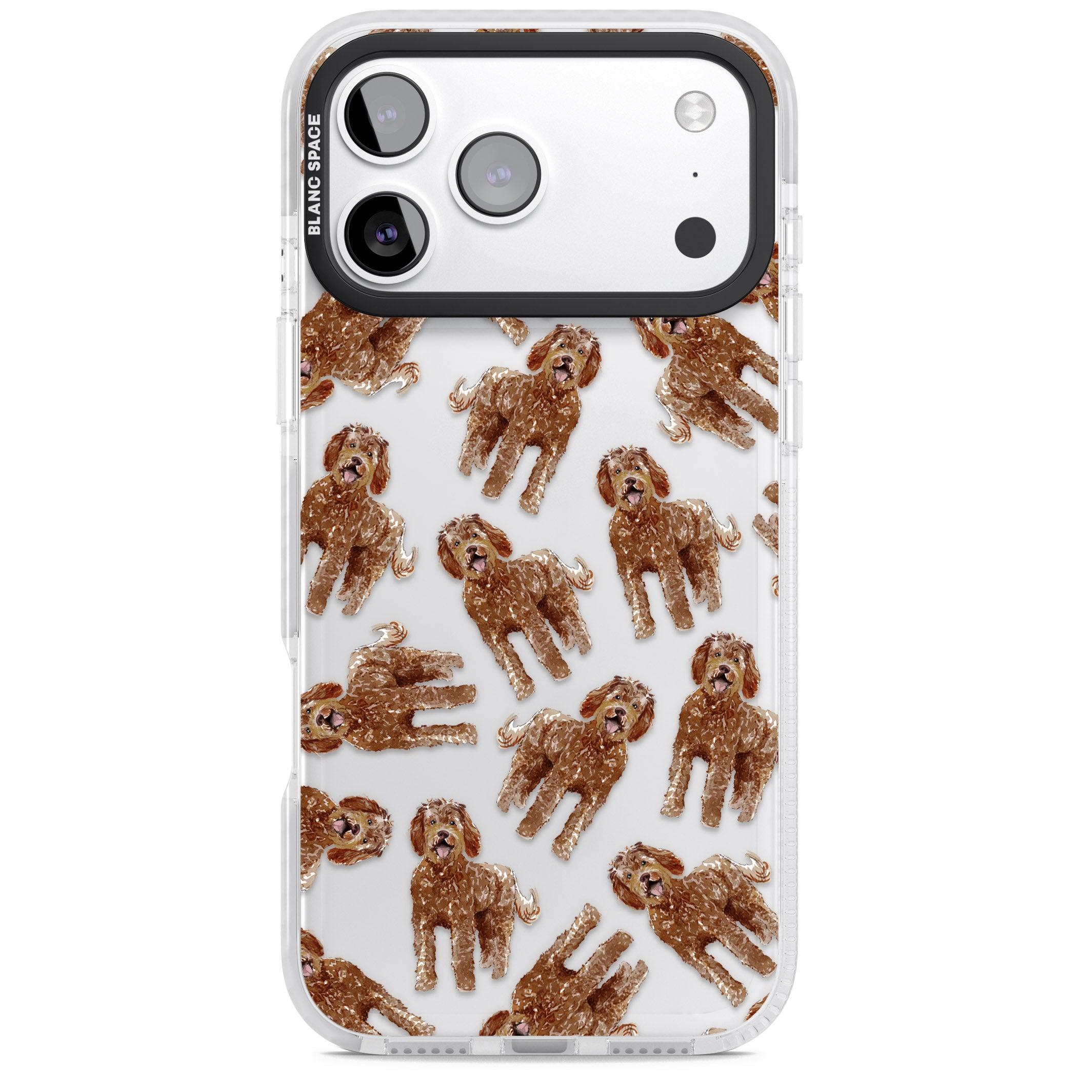 Labradoodle Brown Pattern iPhone 17 Pro Impact Clear Phone Case