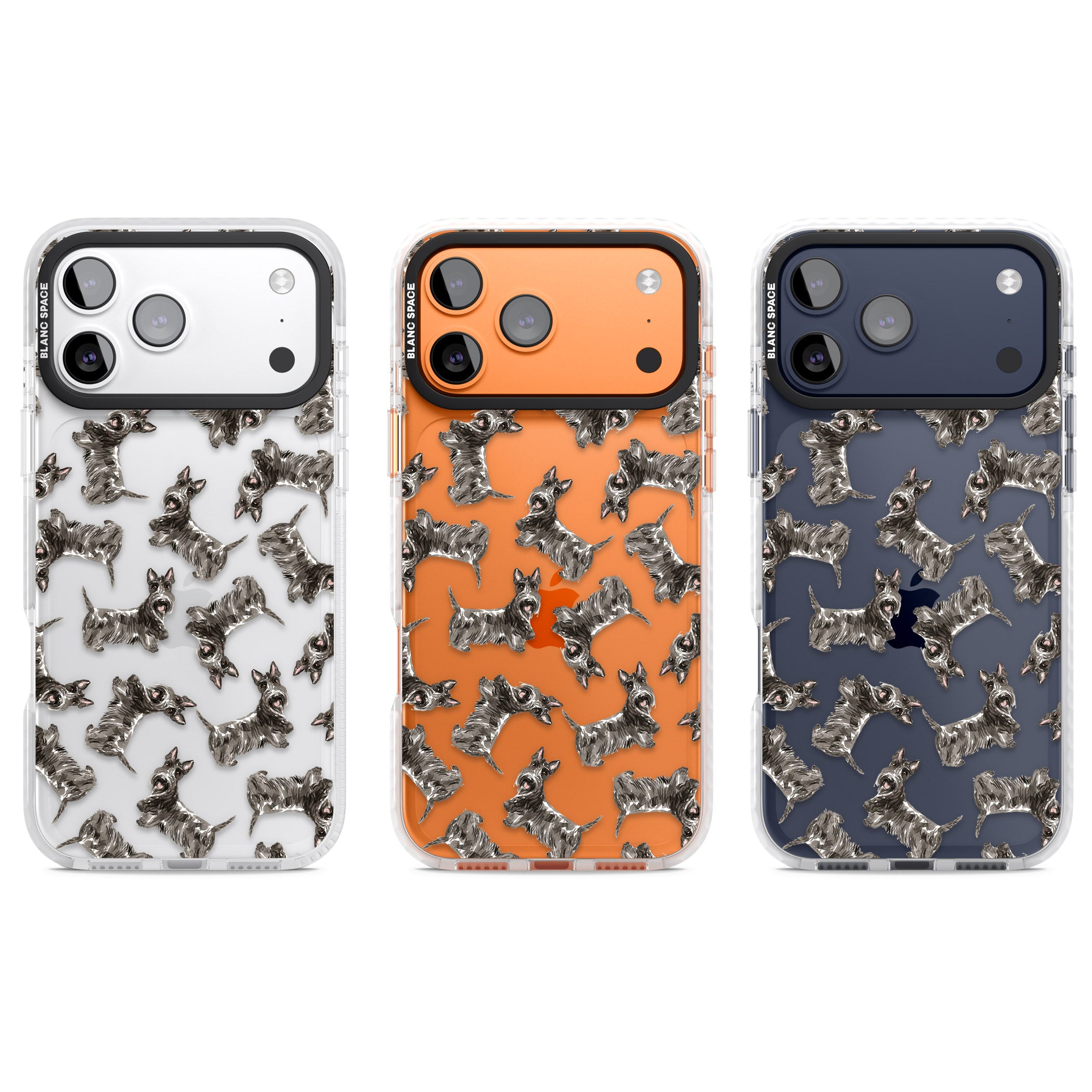 Scottish Terrier Pattern iPhone 17 Pro Impact Clear Phone Case APT Impact Protection