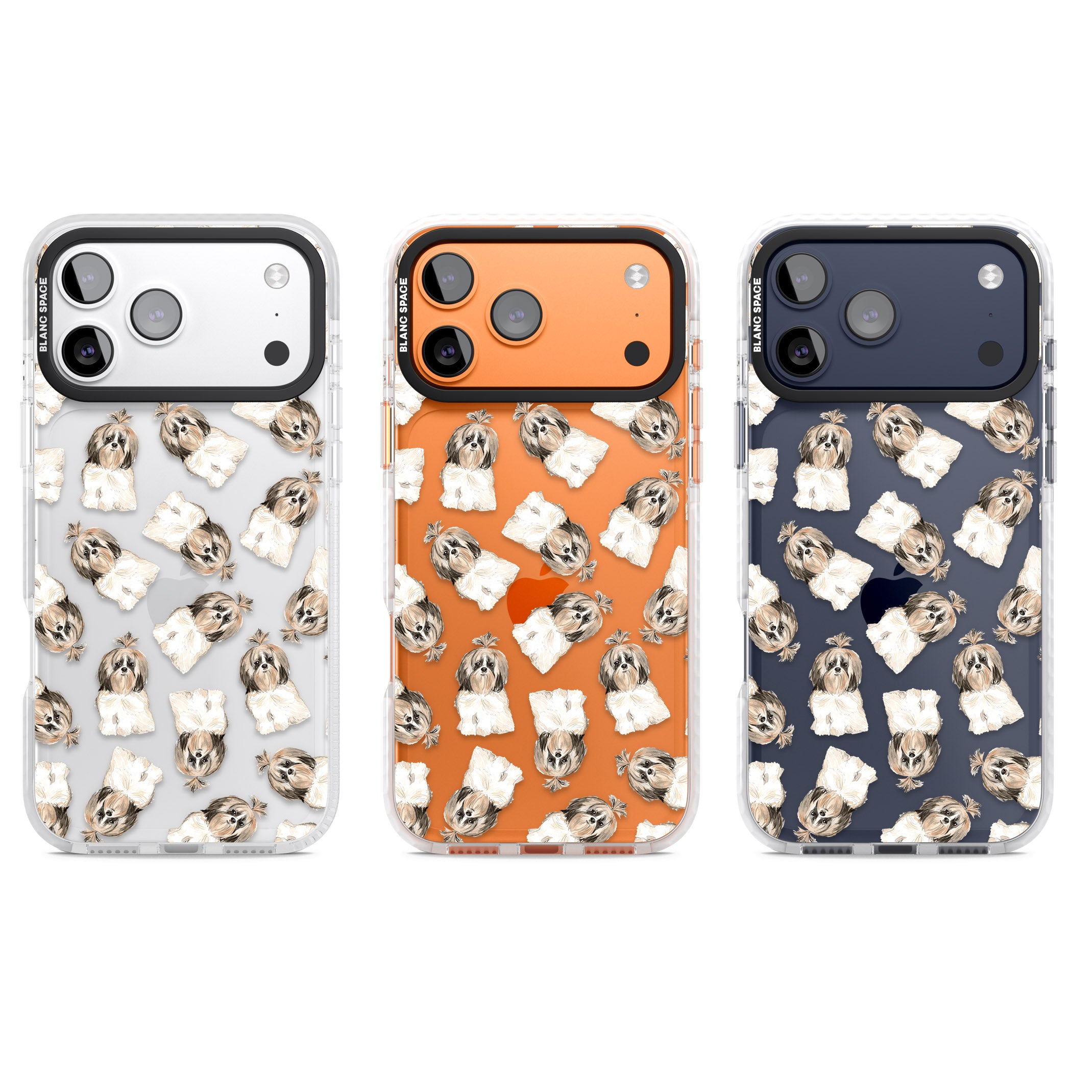 Shih Tzu Pattern Long Hair iPhone 17 Pro Impact Clear Phone Case APT Impact Protection