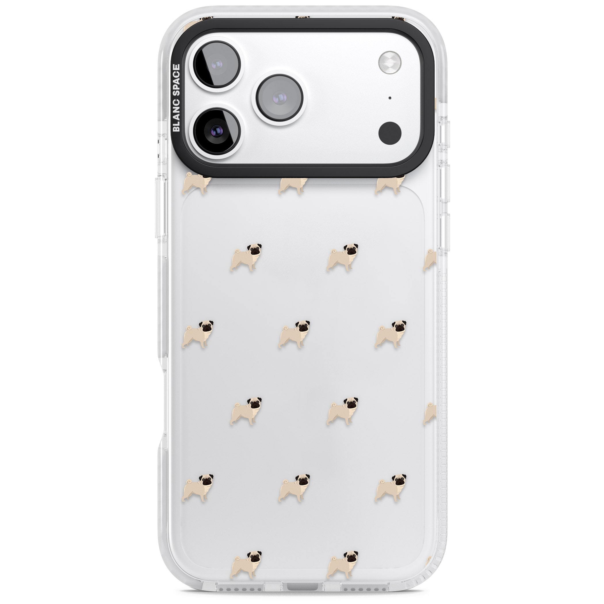 Pug Pattern iPhone 17 Pro Max Impact Clear Phone Case