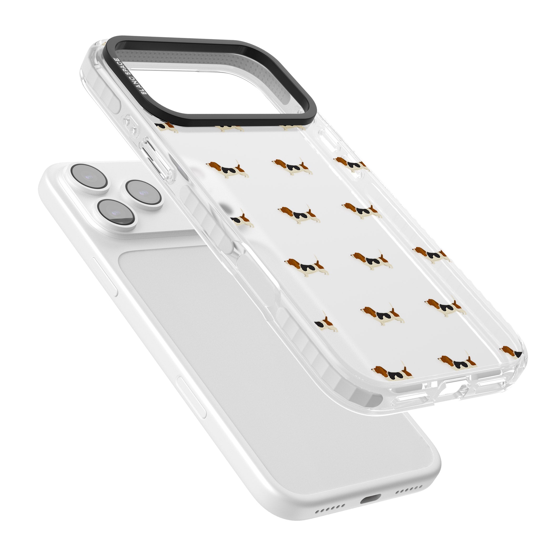 Basset Hound Pattern iPhone 17 Pro Max Impact Clear Phone Case Colours