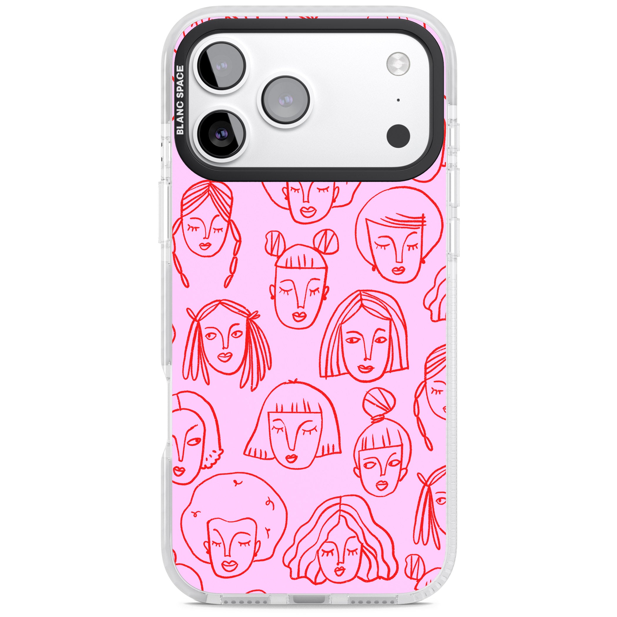 Girl Portrait Doodles iPhone 17 Pro Impact Clear Phone Case
