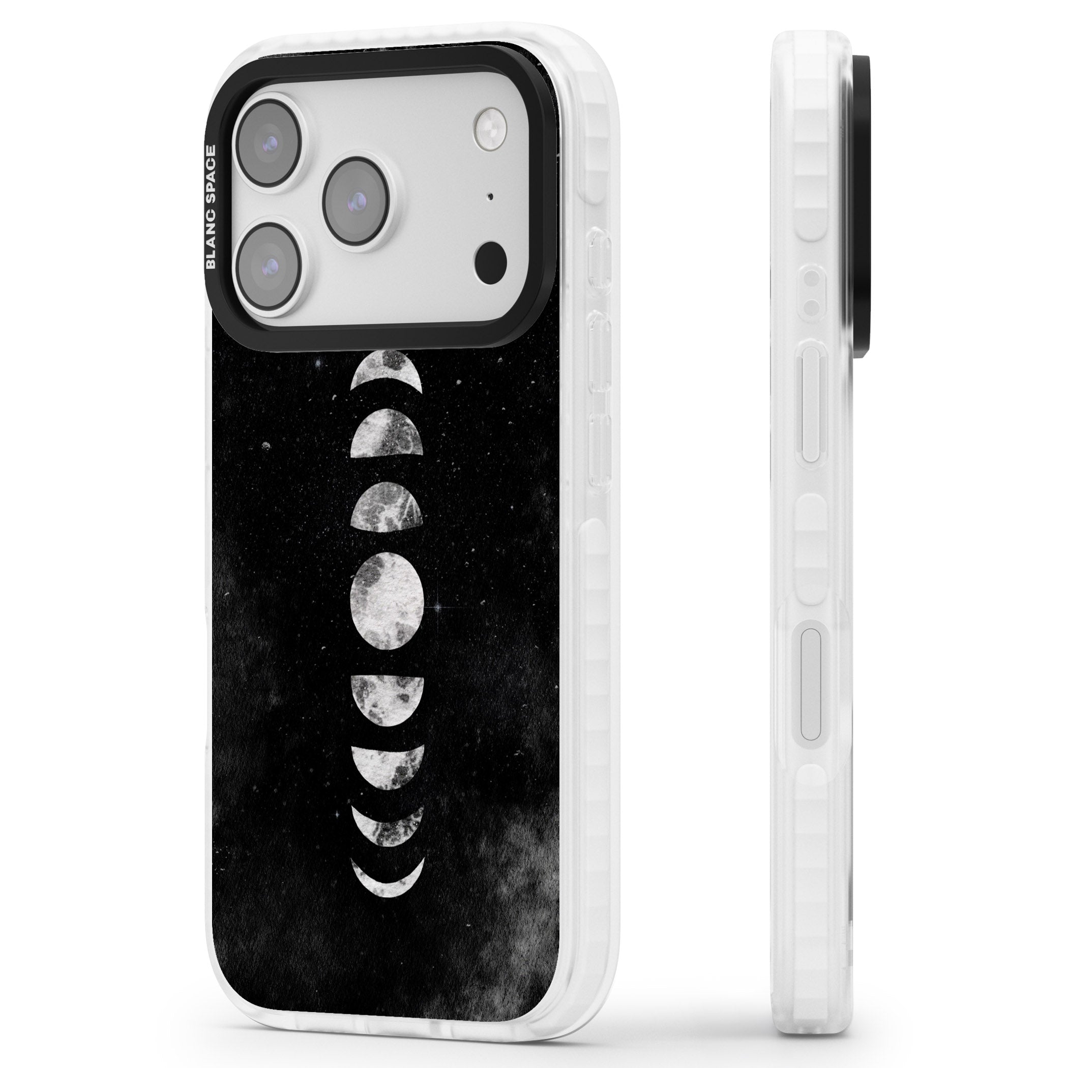 Lunar Phases iPhone 17 Pro Impact Clear Phone Case Side Profile