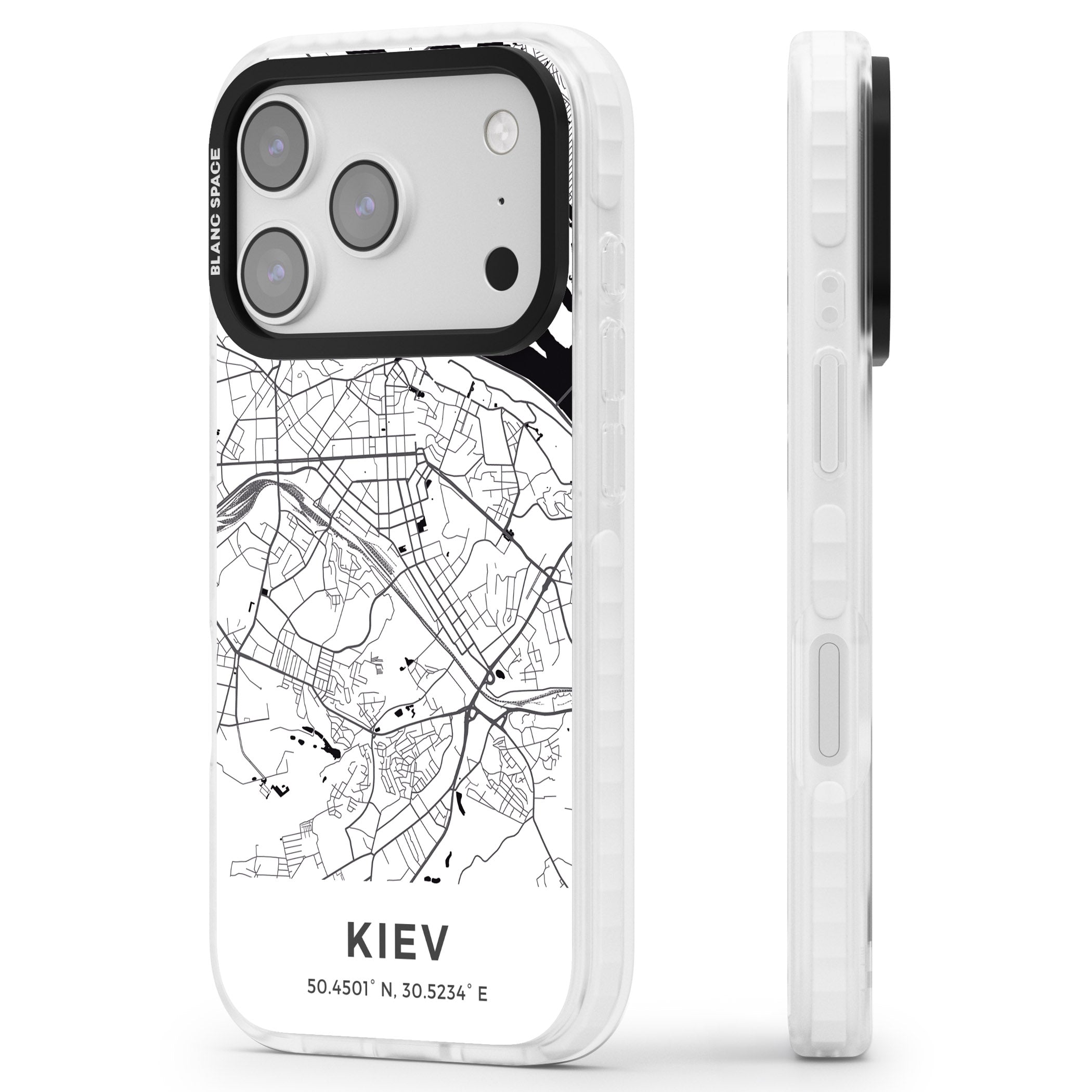 Kiev Map iPhone 17 Pro Max Impact Clear Phone Case Side Profile