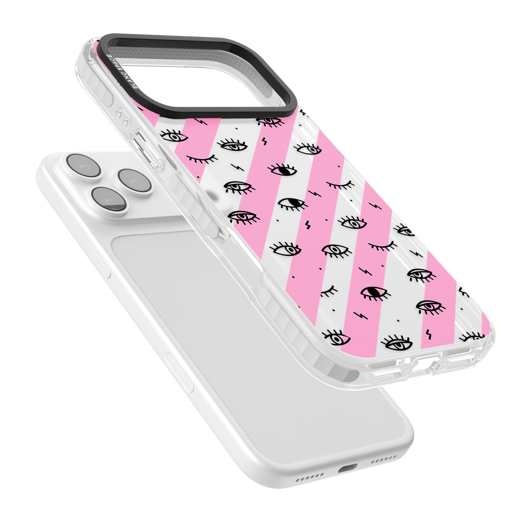 Pink Stripe Eyes iPhone 17 Pro Max Impact Clear Phone Case Colours