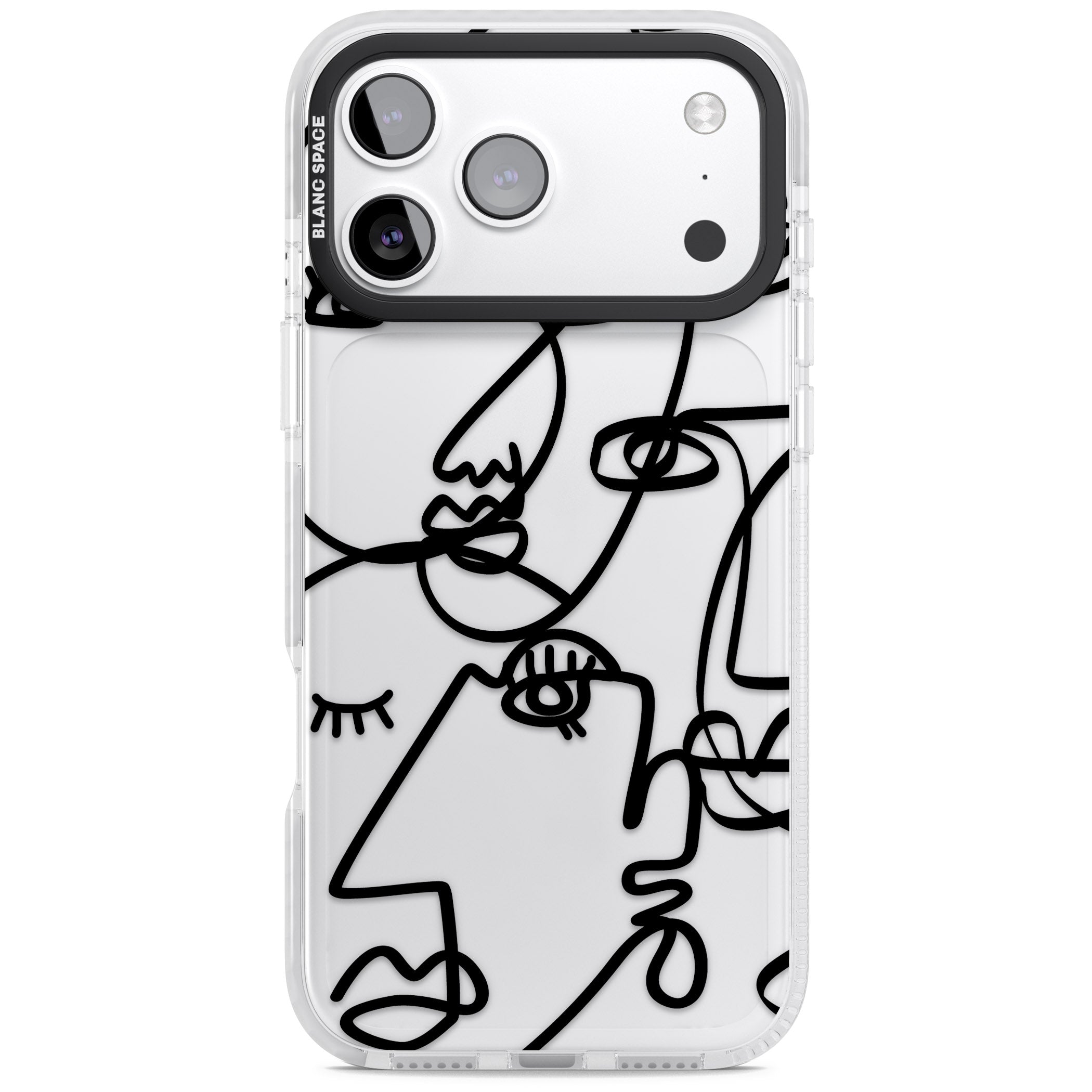 Abstract Line Art Black Clear iPhone 17 Pro Max Impact Clear Phone Case