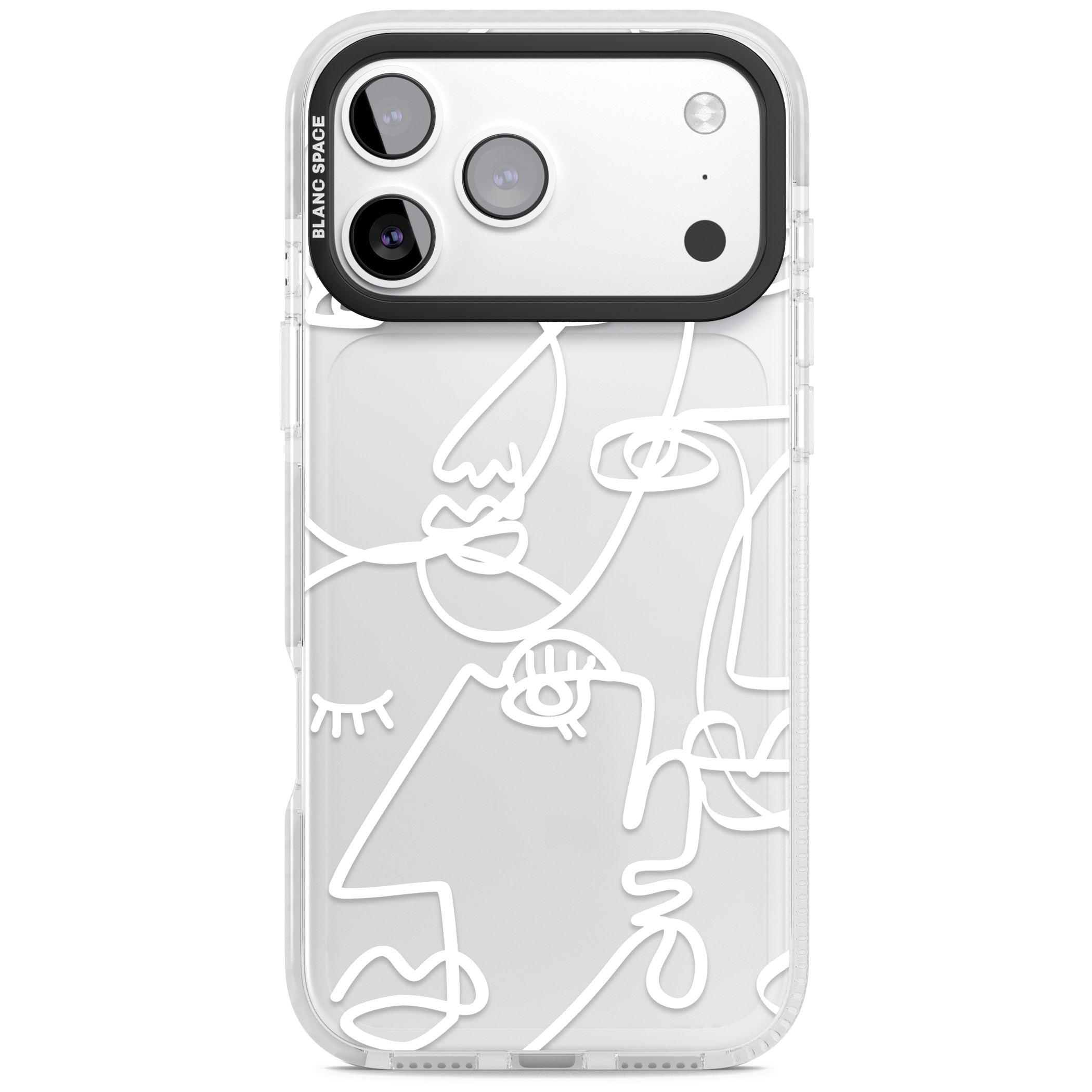 Abstract Line Art White Clear iPhone 17 Pro Impact Clear Phone Case