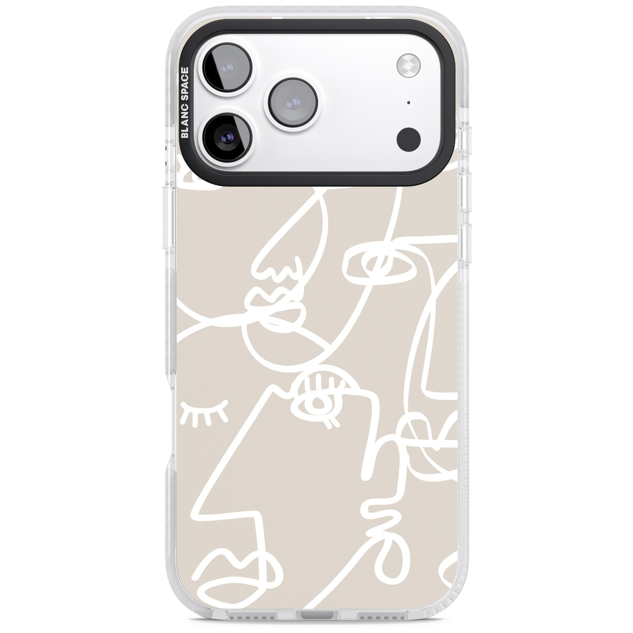 Abstract Line Art White Beige iPhone 17 Pro Max Impact Clear Phone Case