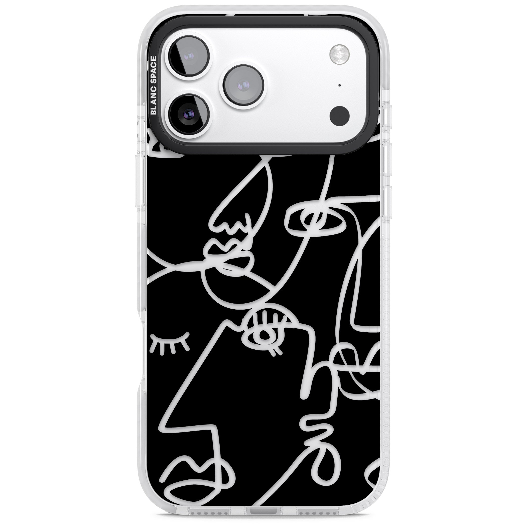 Abstract Line Art Clear Black iPhone 17 Pro Max Impact Clear Phone Case