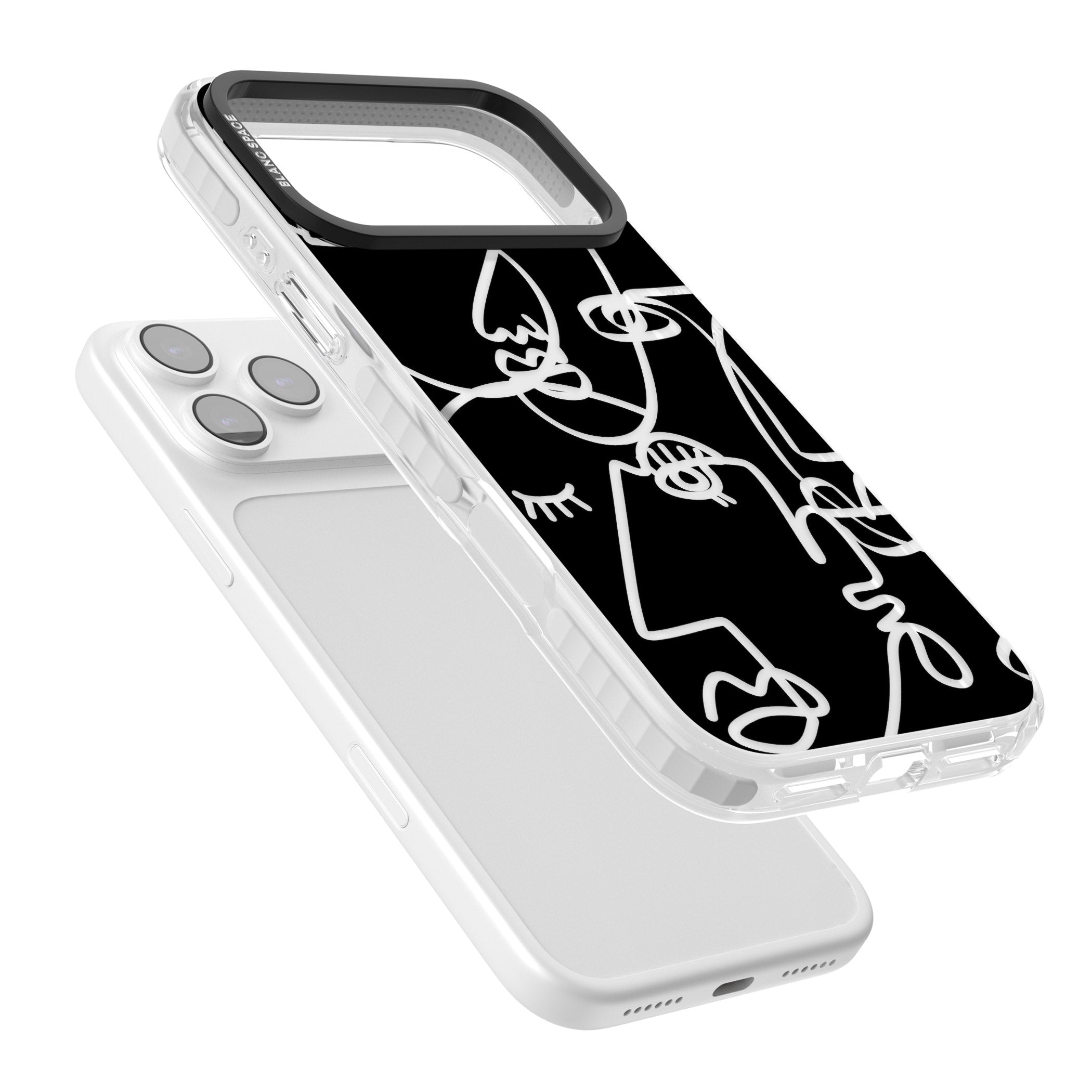 Abstract Line Art Clear Black iPhone 17 Pro Max Impact Clear Phone Case Colours