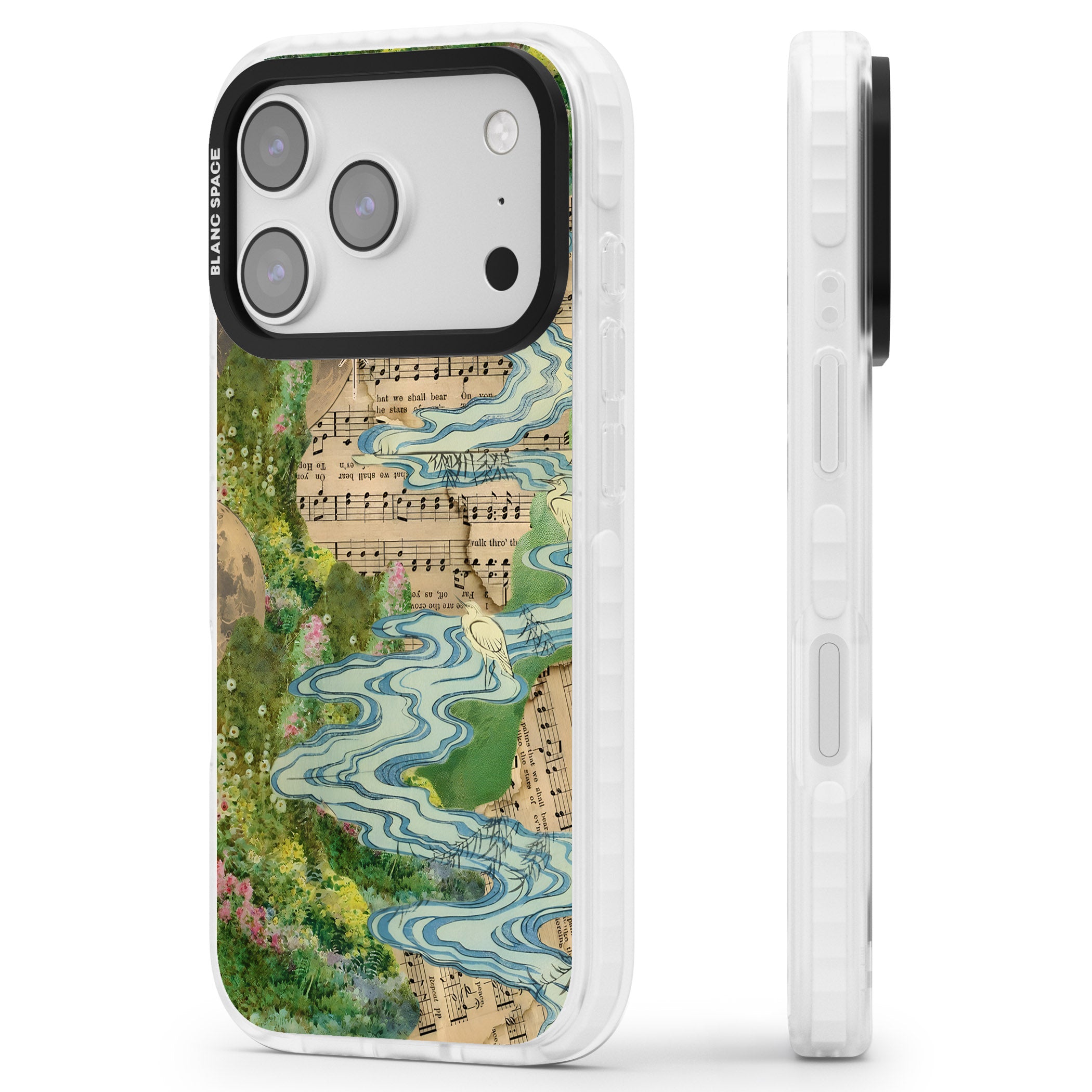 Musical River iPhone 17 Pro Impact Clear Phone Case Side Profile