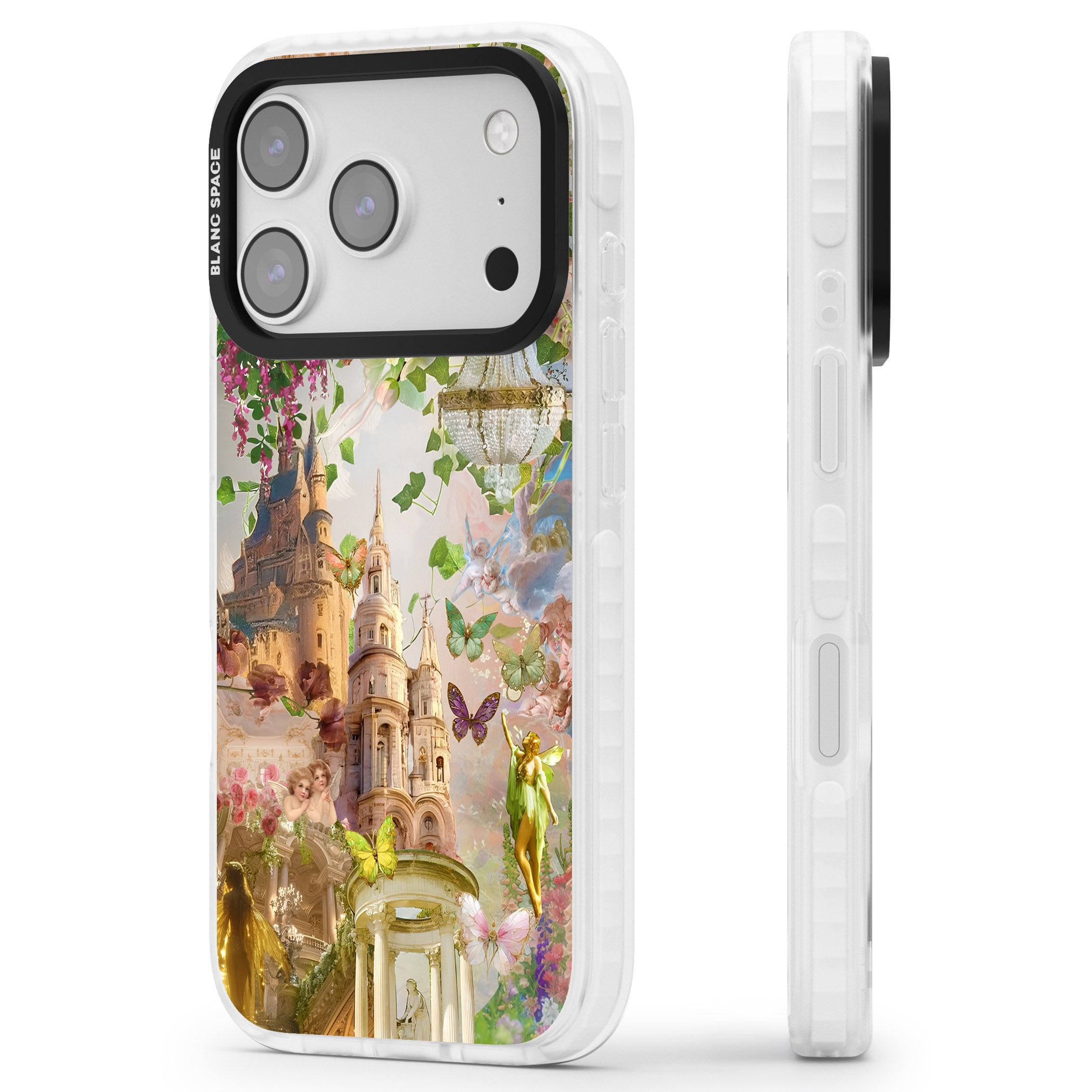 Fairies & Castles Collage iPhone 17 Pro Impact Clear Phone Case Side Profile