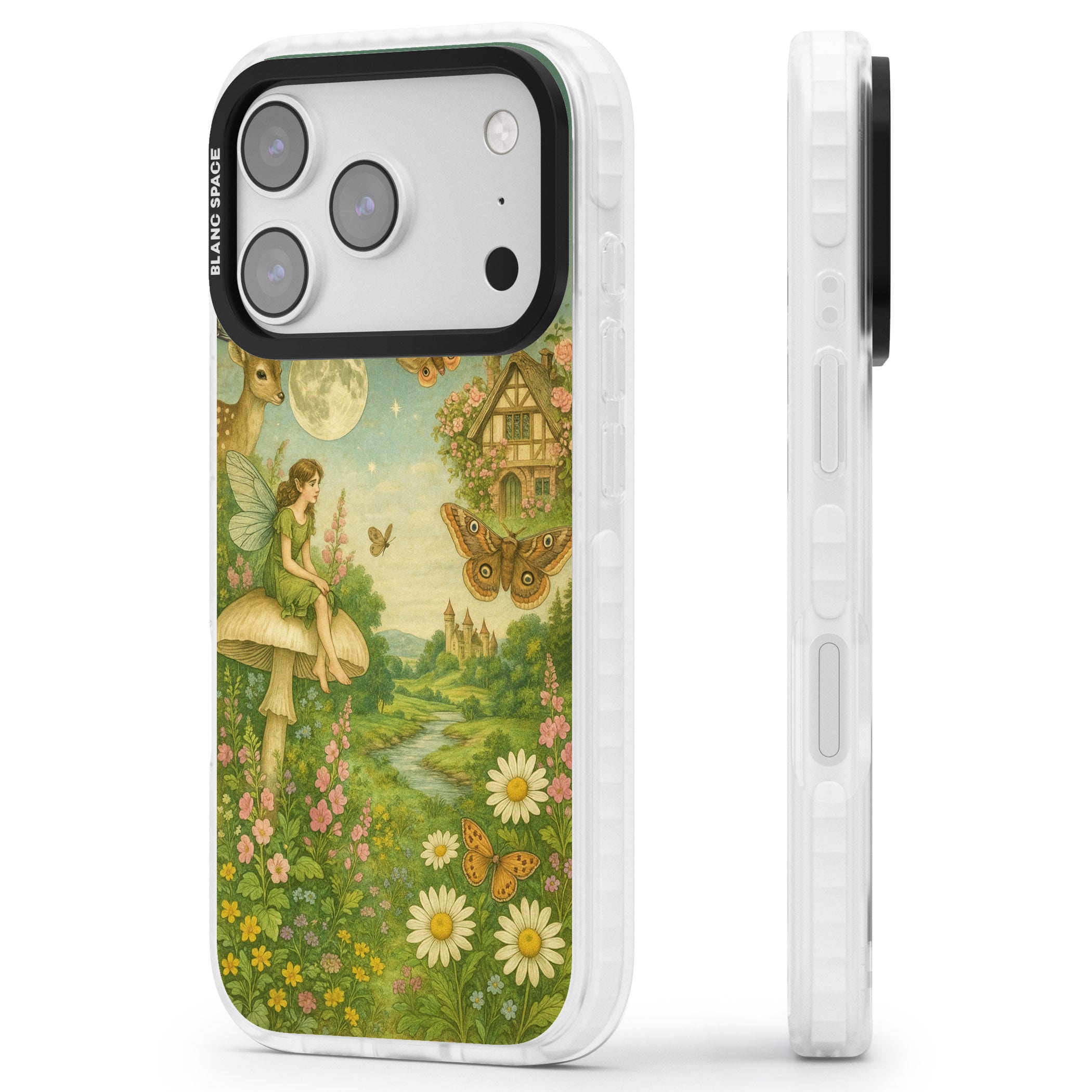 Cottage Fairy iPhone 17 Pro Impact Clear Phone Case Side Profile