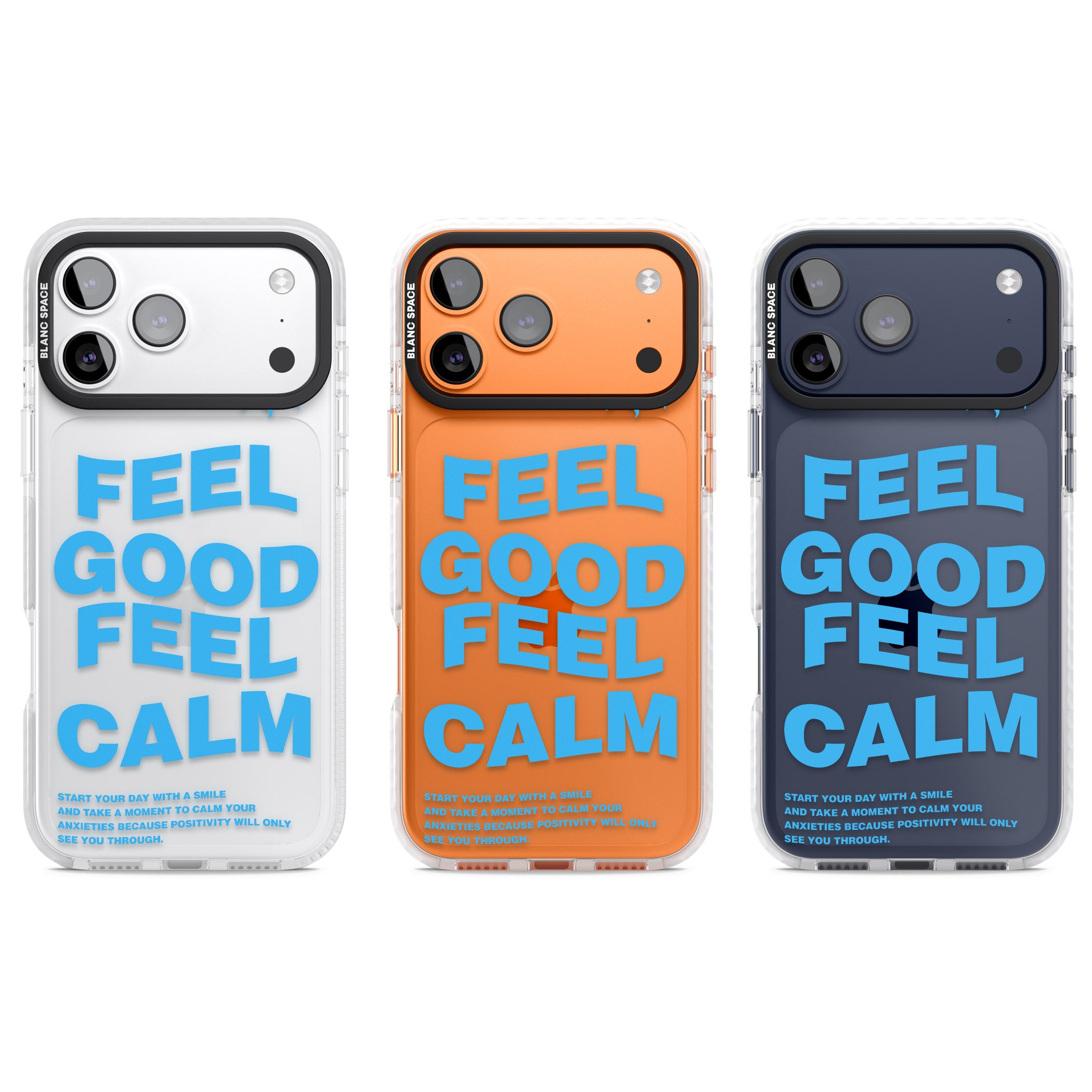 Feel Good Feel Calm (Blue) iPhone 17 Pro Impact Clear Phone Case APT Impact Protection