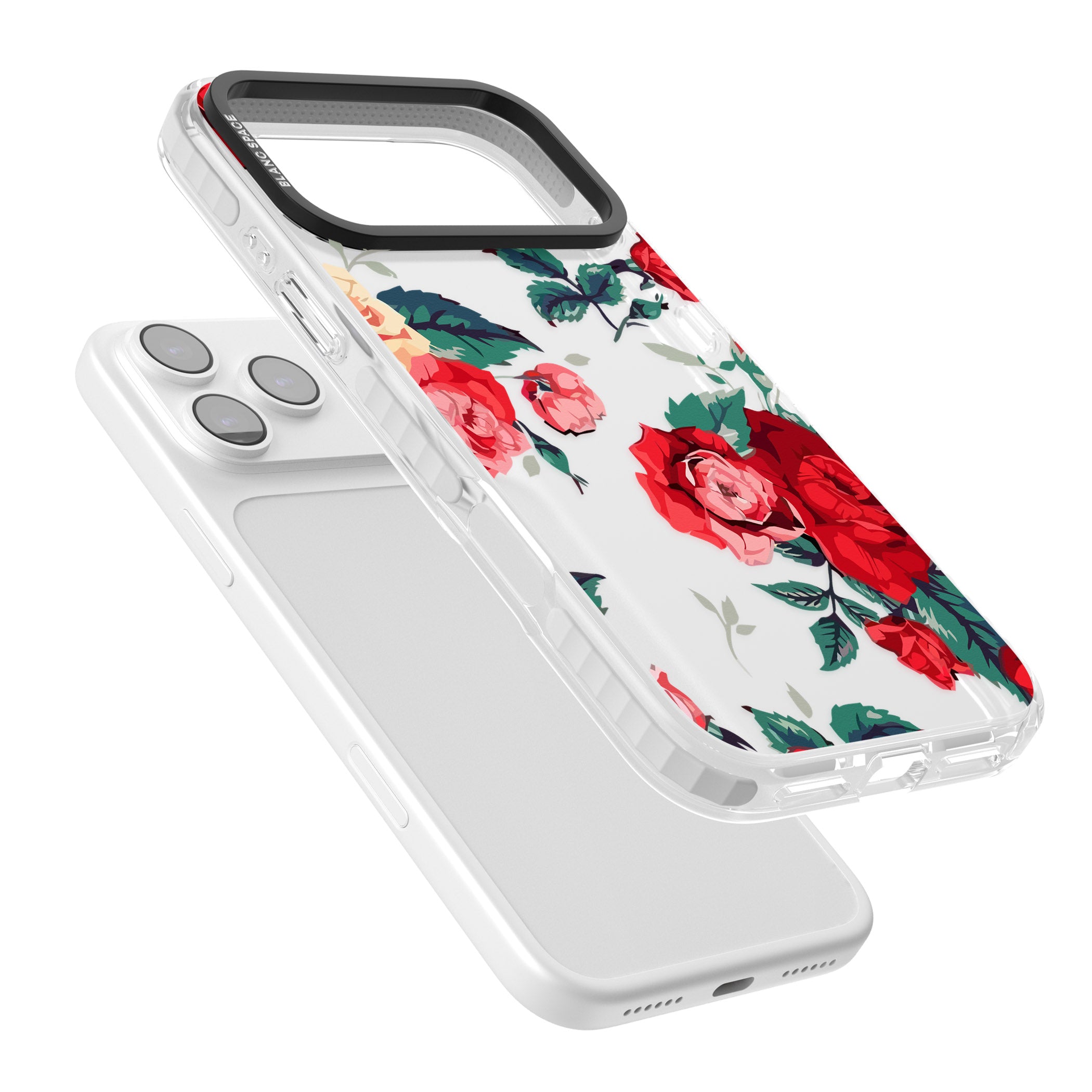 Rose Pattern iPhone 17 Pro Impact Clear Phone Case Colours