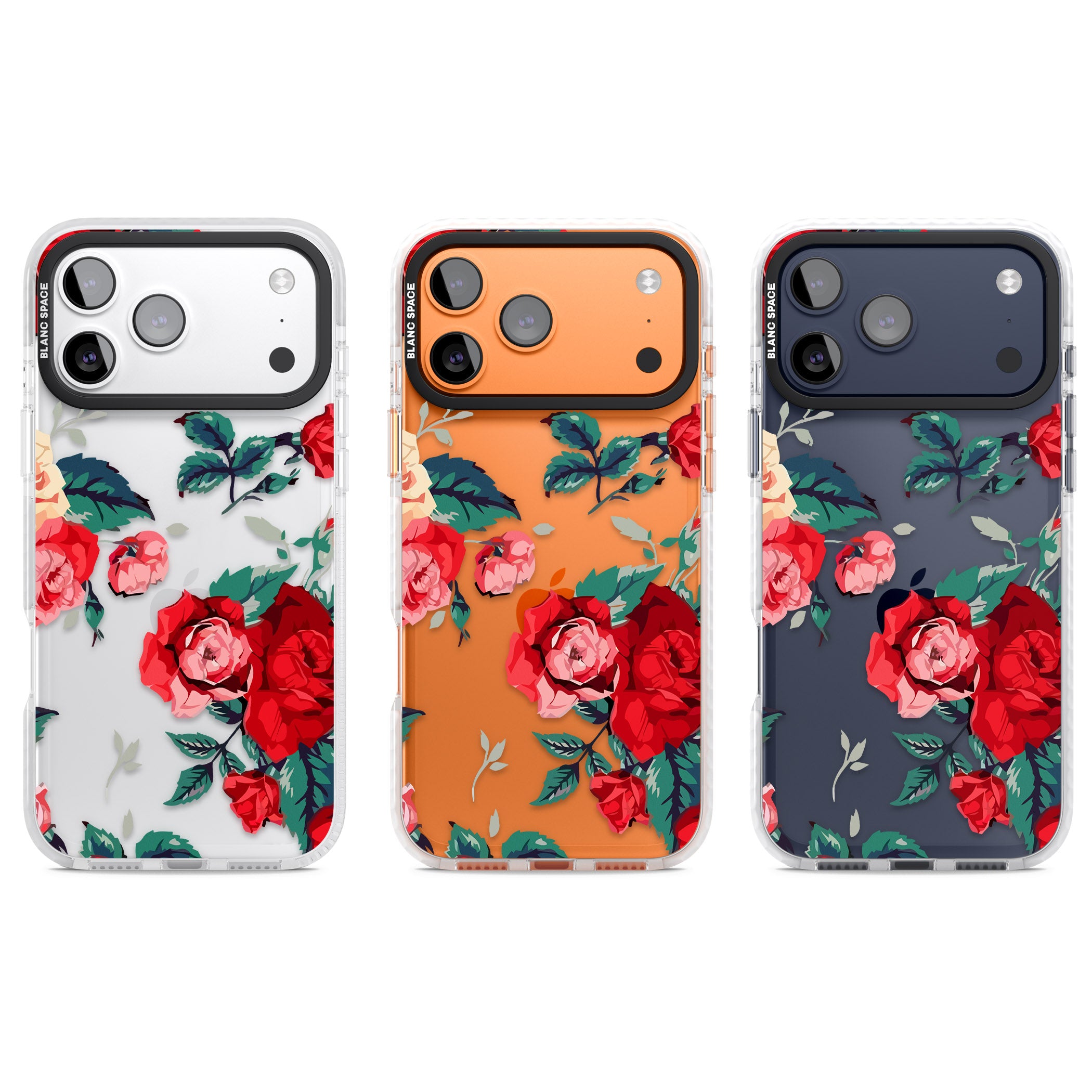 Rose Pattern iPhone 17 Pro Impact Clear Phone Case APT Impact Protection