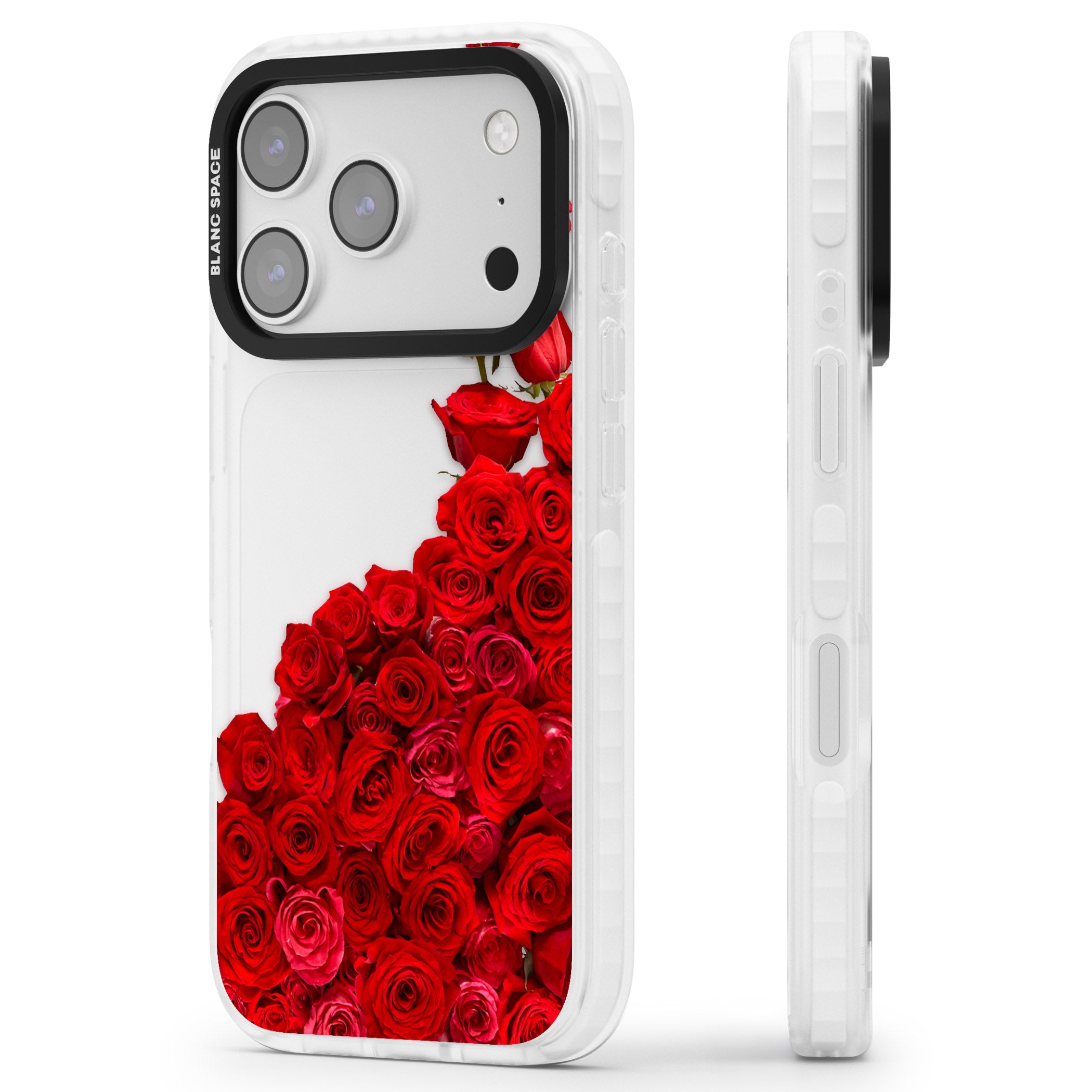Floral Roses iPhone 17 Pro Max Impact Clear Phone Case Side Profile