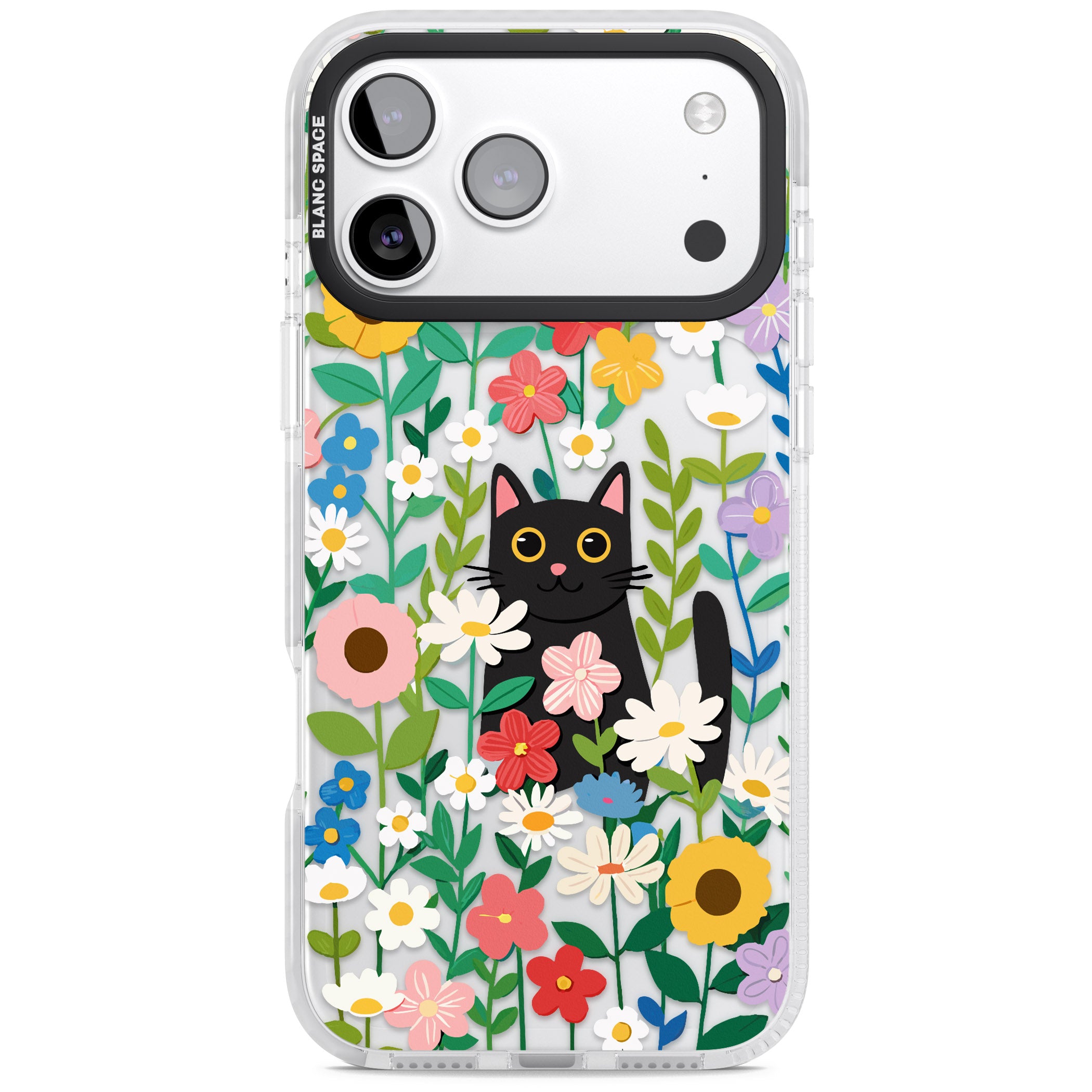 Whiskers & Wildflowers Cat iPhone 17 Pro Max Impact Clear Phone Case