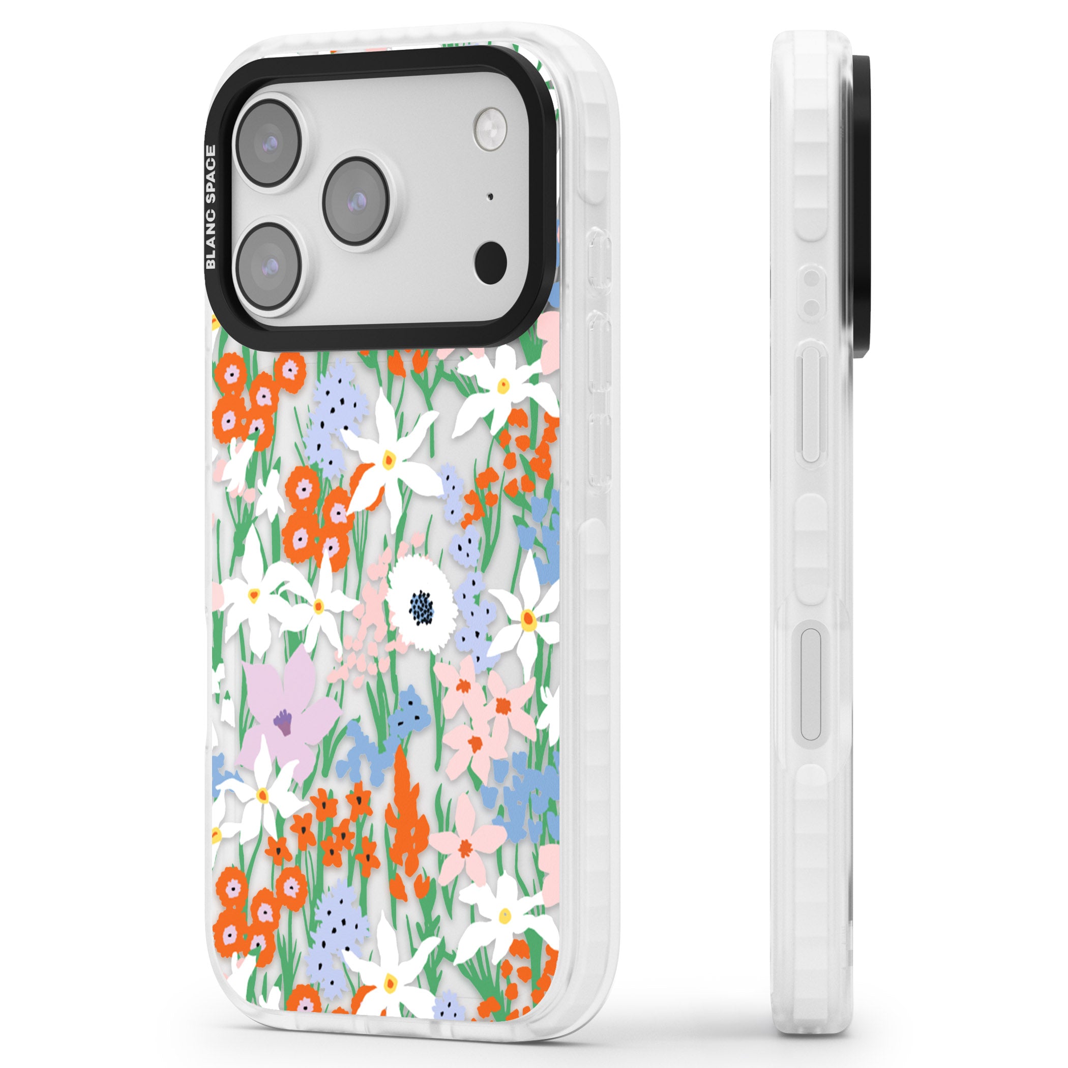 Floral Bouquet: Vibrant Blooms iPhone 17 Pro Impact Clear Phone Case Side Profile