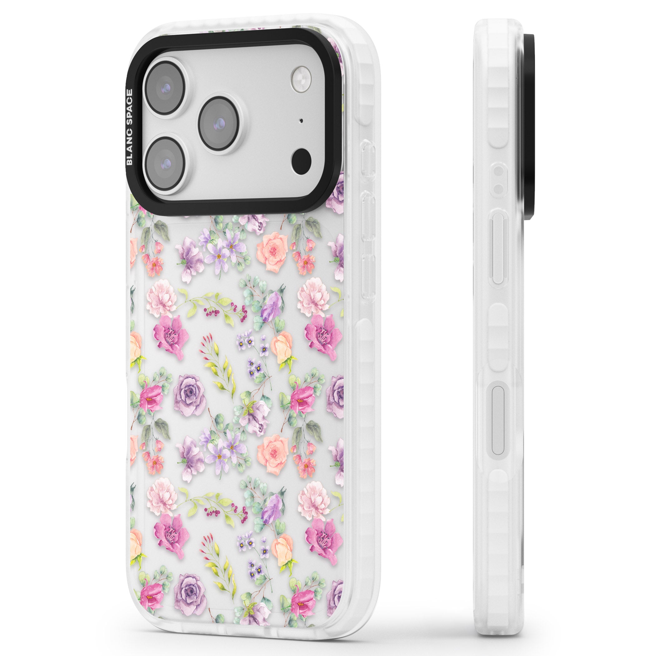 Sunday Flowers iPhone 17 Pro Impact Clear Phone Case Side Profile