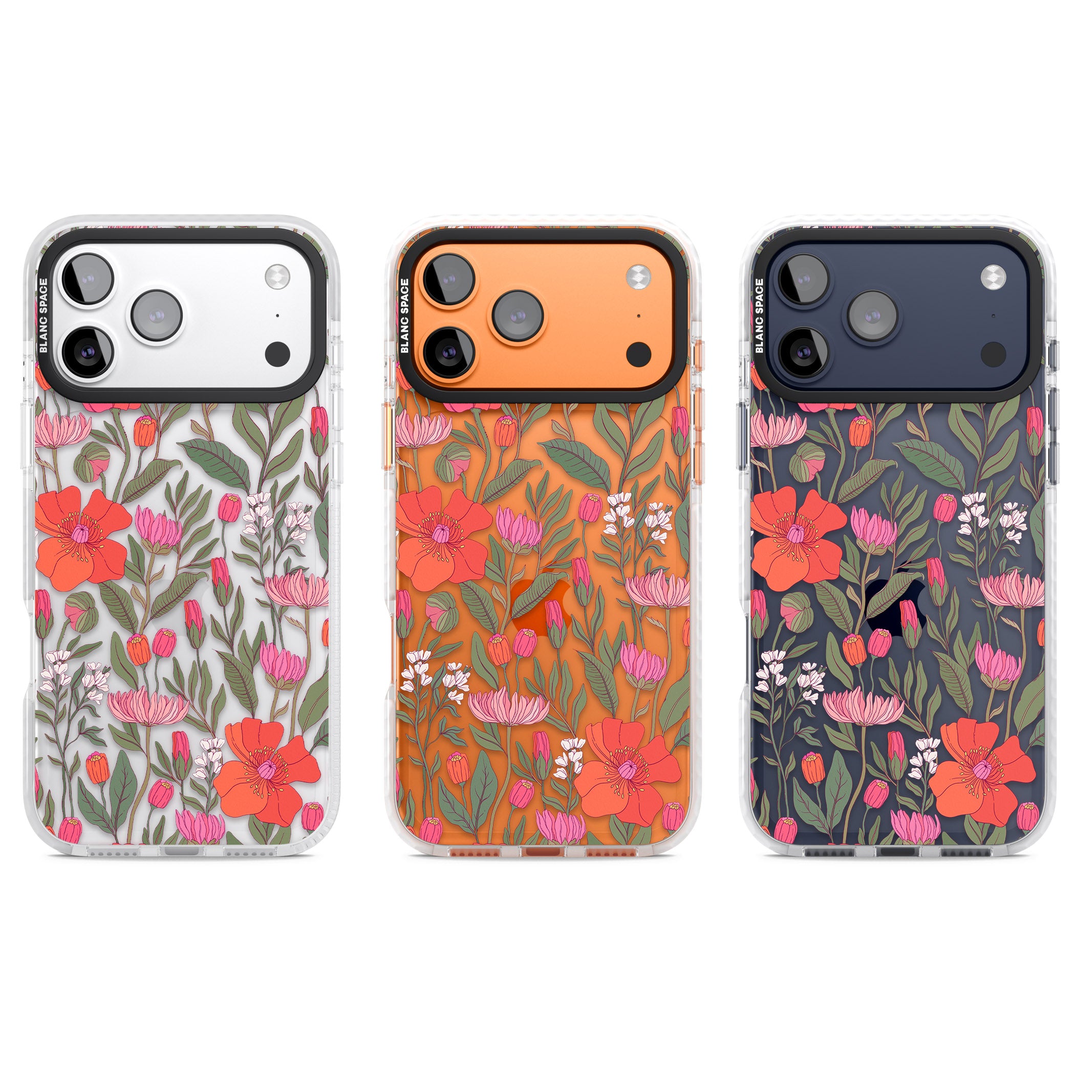 Peachy Floral iPhone 17 Pro Impact Clear Phone Case APT Impact Protection