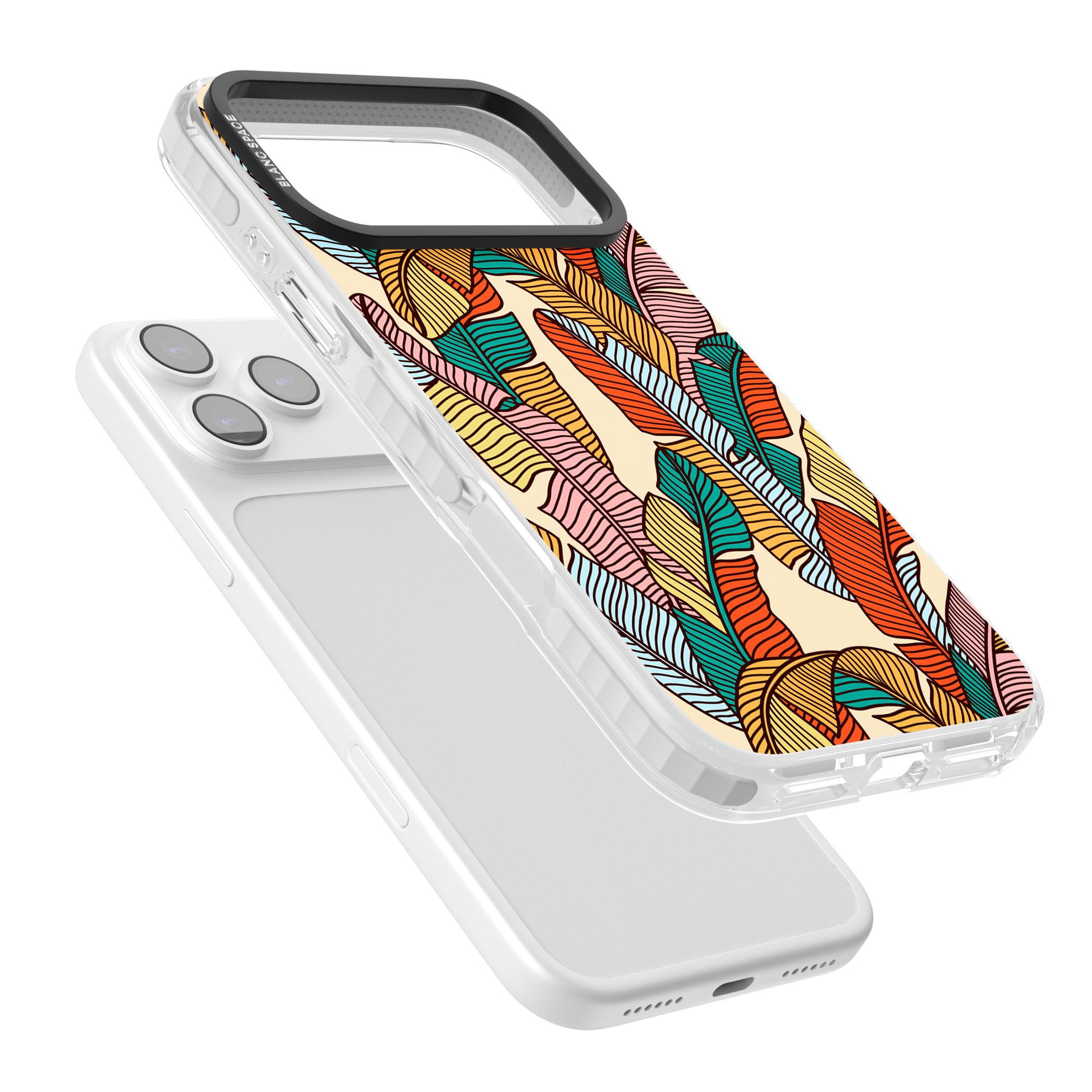 Pastel Palm Leaves iPhone 17 Pro Impact Clear Phone Case Colours