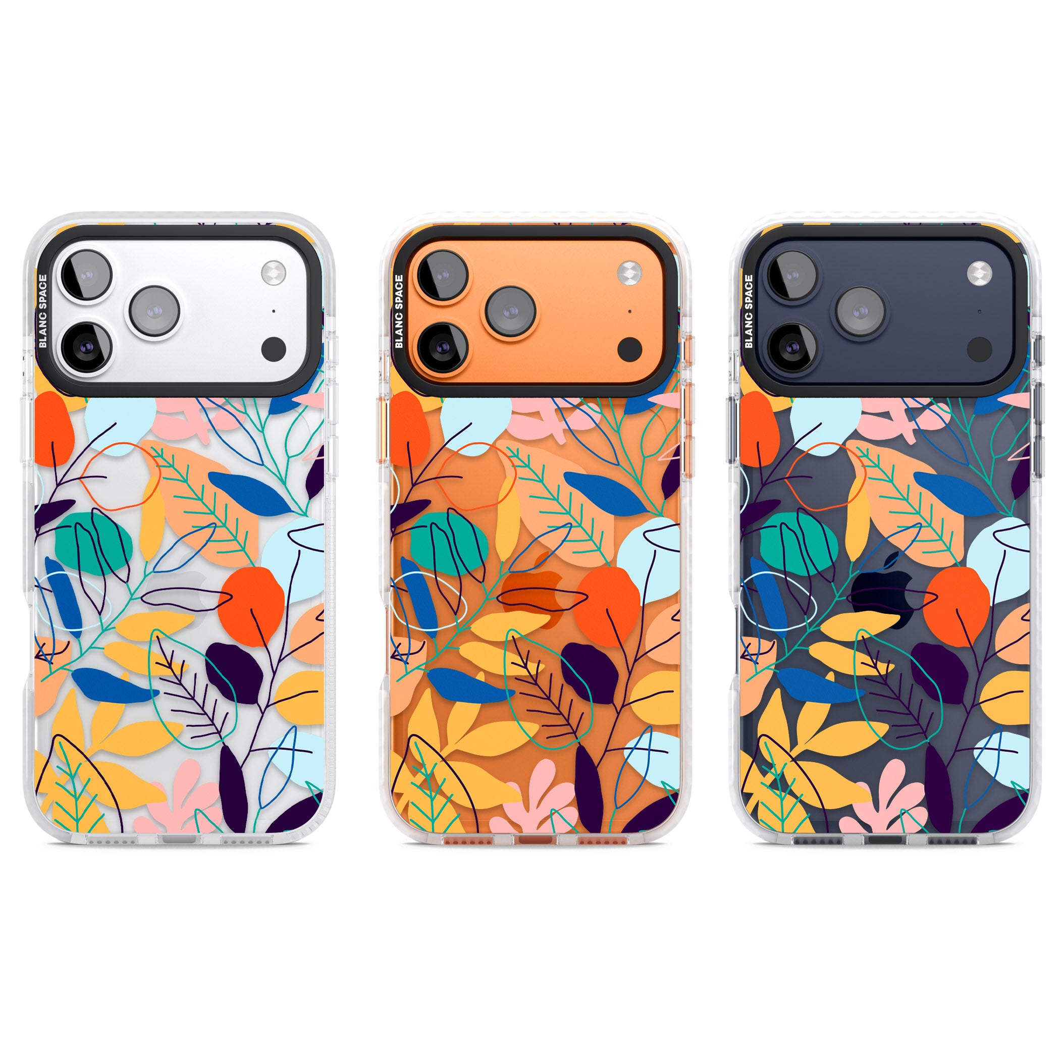 Abstract Line Drawn Leaves iPhone 17 Pro Impact Clear Phone Case APT Impact Protection