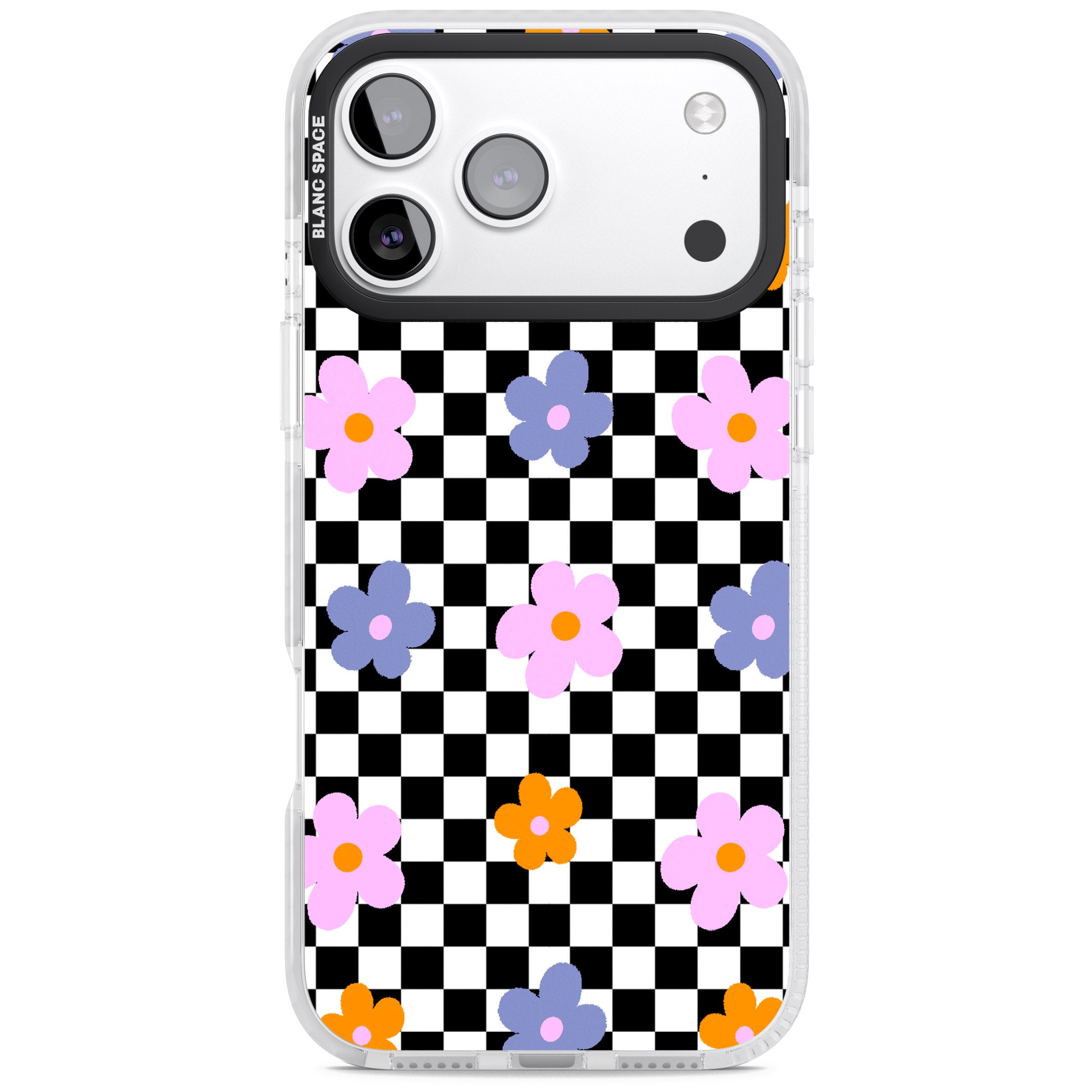 Checkered Blossom iPhone 17 Pro Impact Clear Phone Case