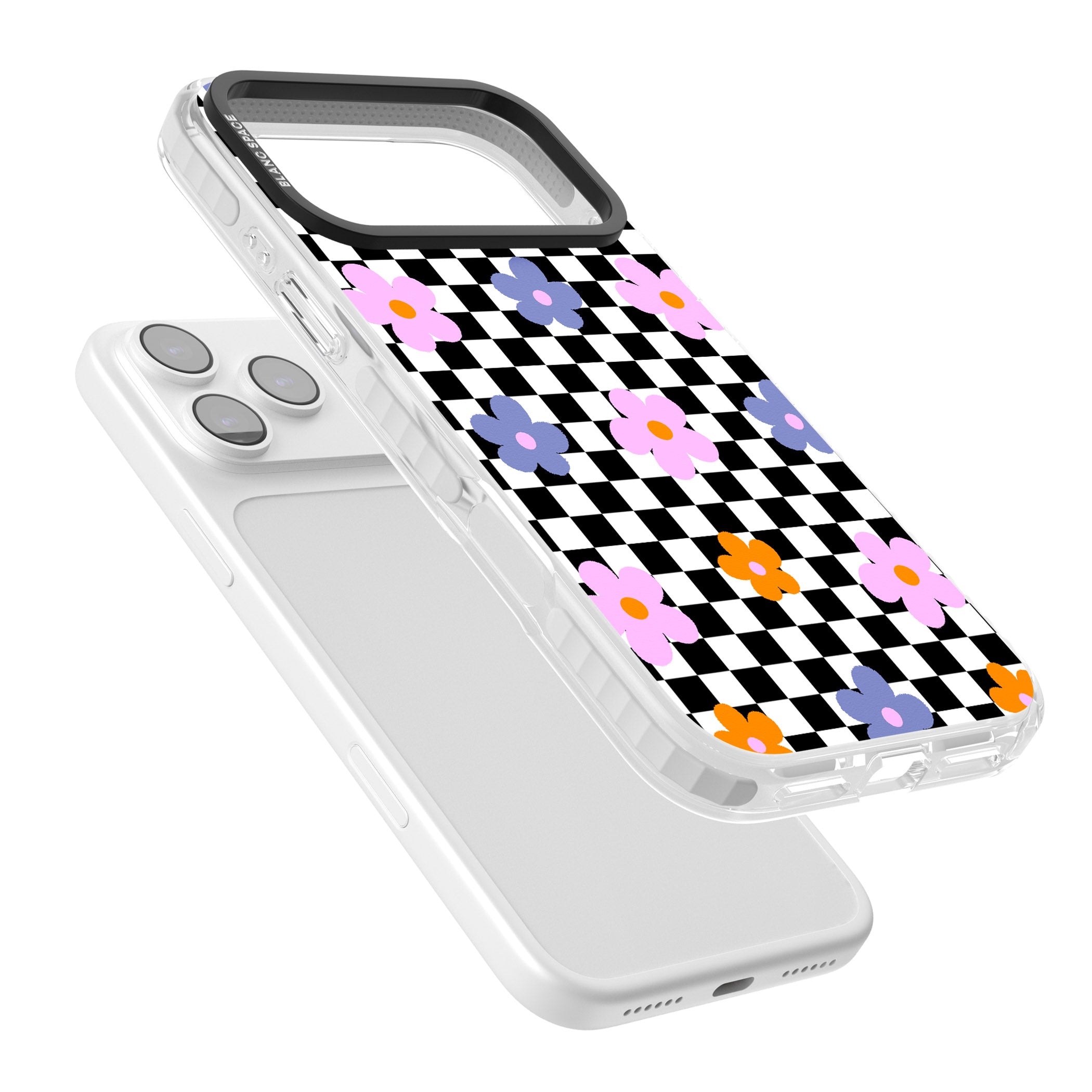 Checkered Blossom iPhone 17 Pro Impact Clear Phone Case Colours