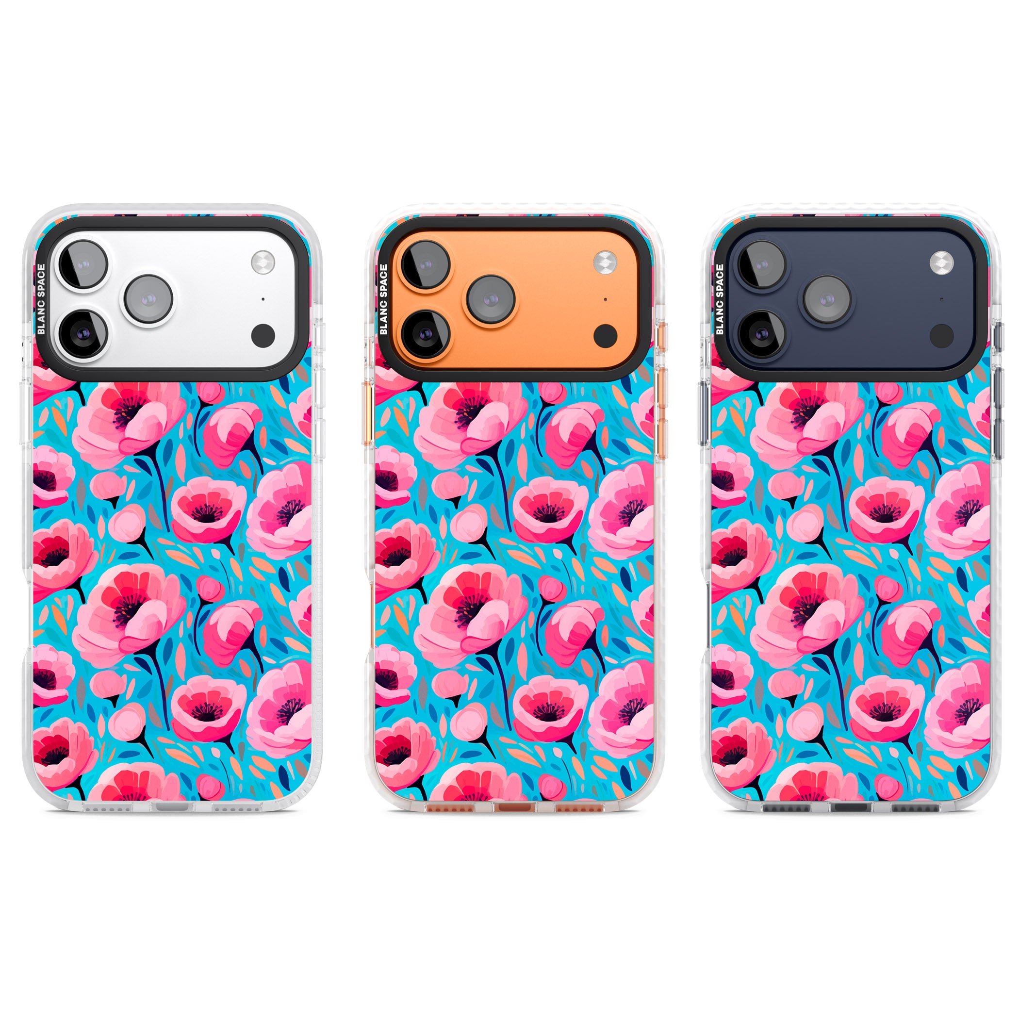Tropical Pink Poppies iPhone 17 Pro Impact Clear Phone Case APT Impact Protection