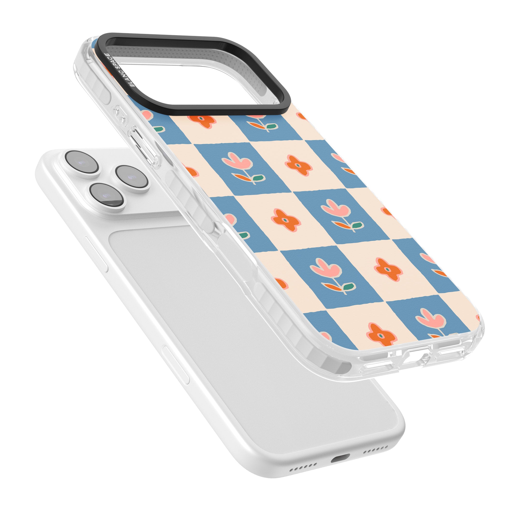 Vintage Bloom Checkered iPhone 17 Pro Max Impact Clear Phone Case Colours