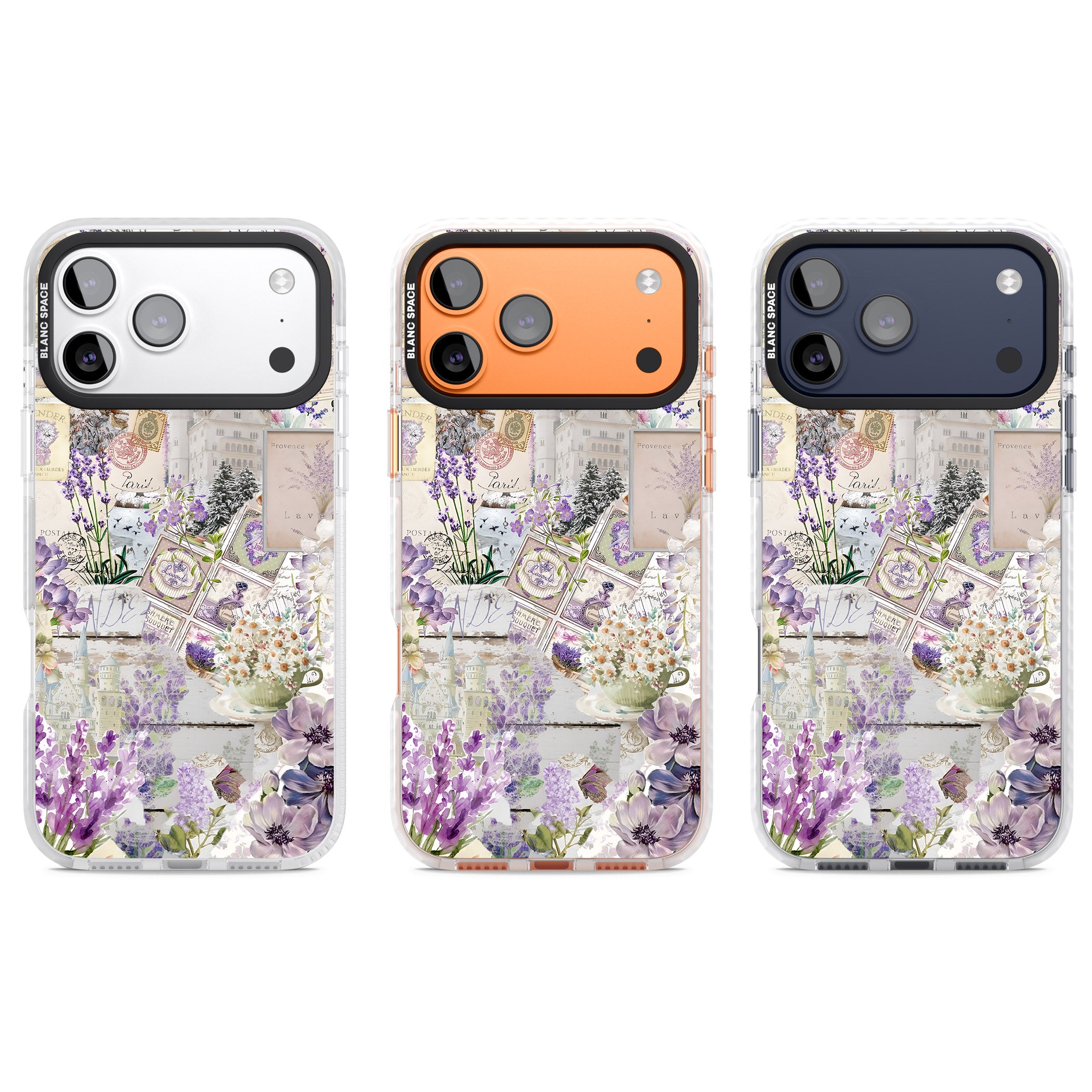 Soft Lavender Collage iPhone 17 Pro Impact Clear Phone Case APT Impact Protection