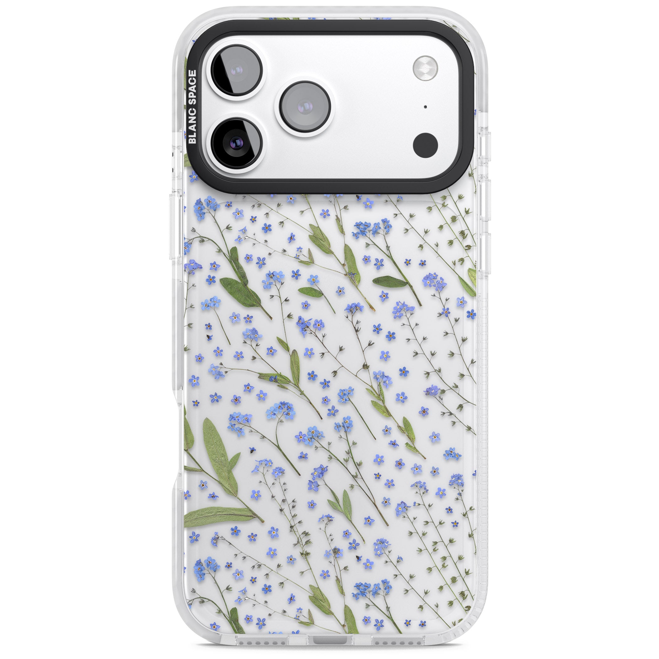 Blue Meadow Floral iPhone 17 Pro Impact Clear Phone Case