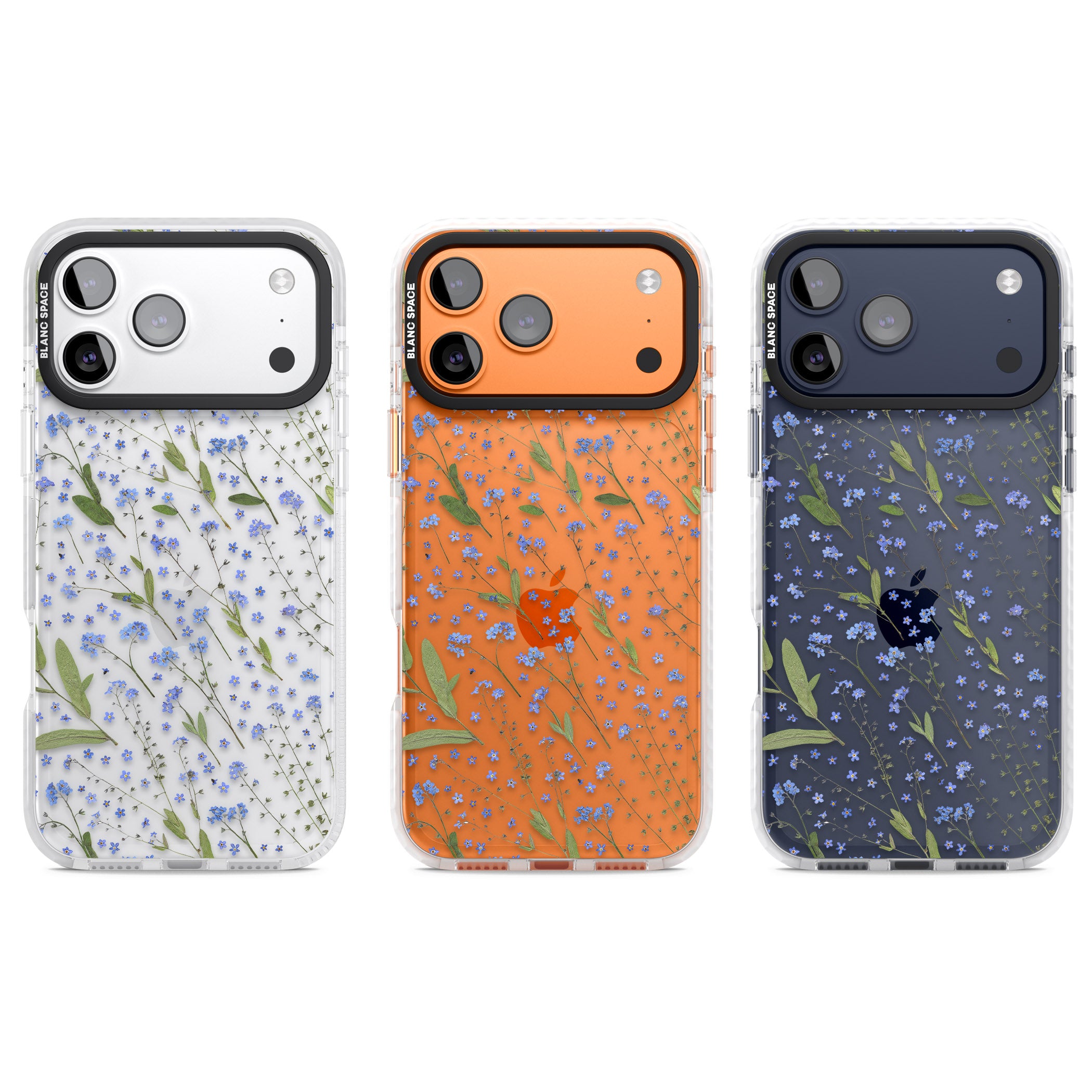Blue Meadow Floral iPhone 17 Pro Impact Clear Phone Case APT Impact Protection