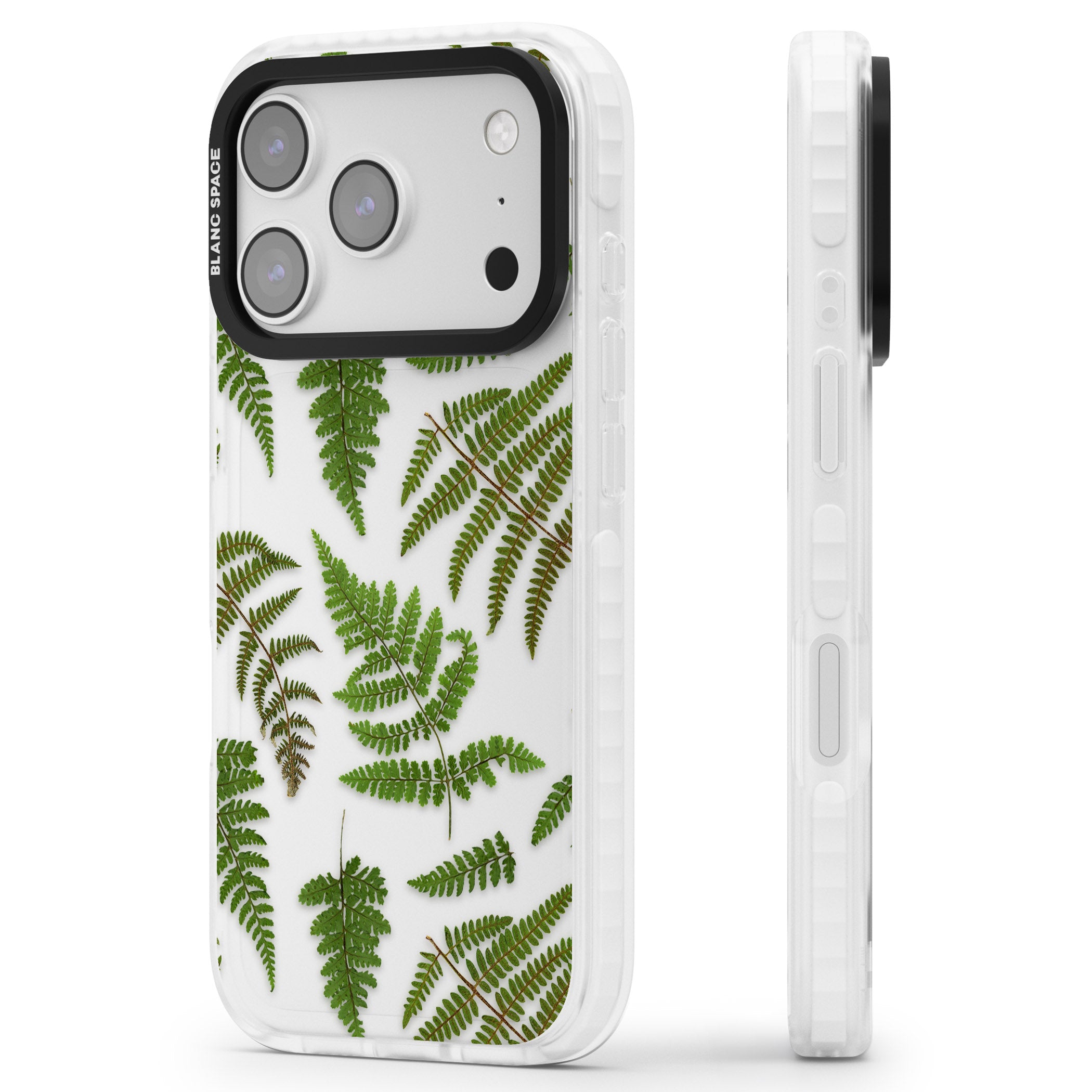 Leafy Ferns iPhone 17 Pro Impact Clear Phone Case Side Profile