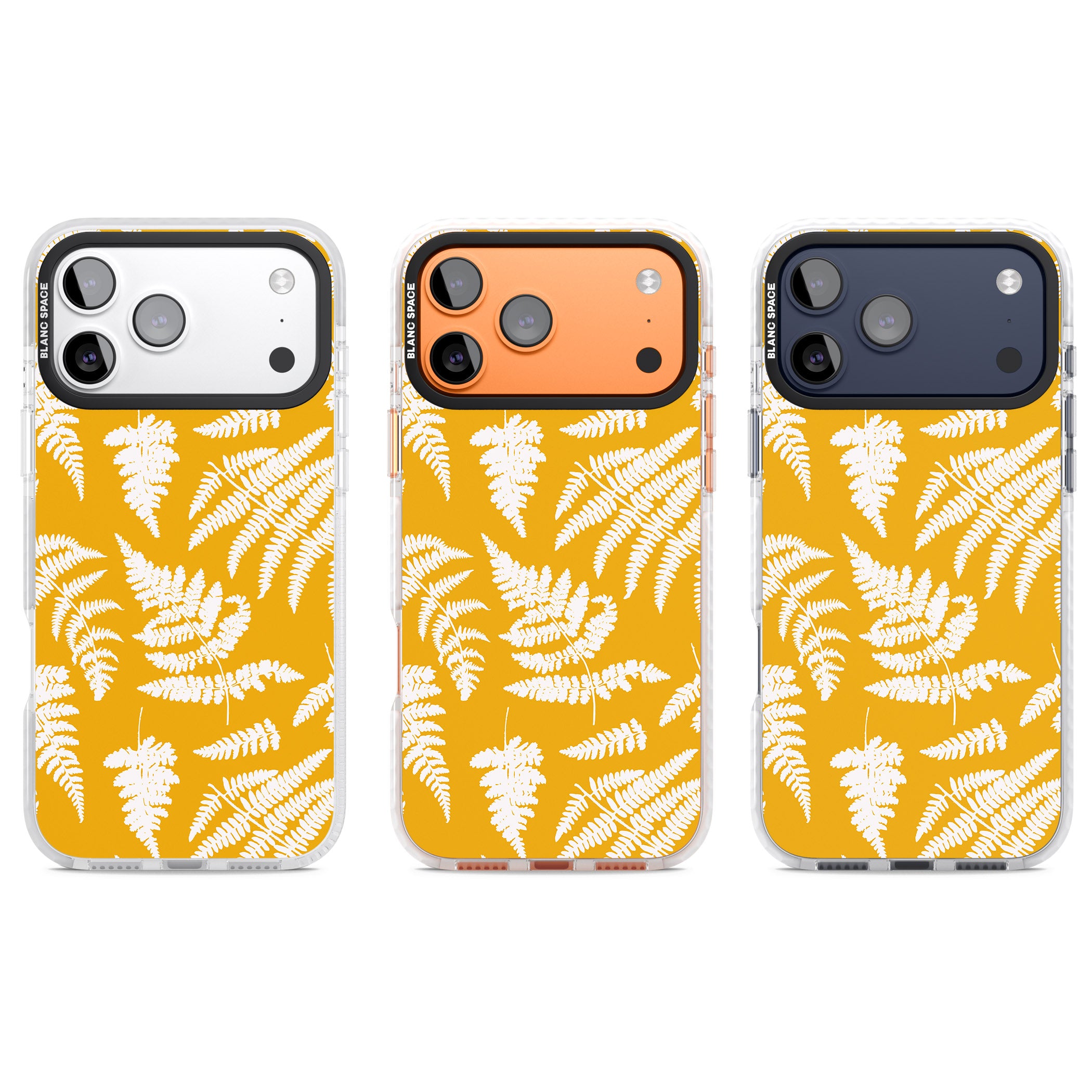 Fern Pattern On Yellow iPhone 17 Pro Impact Clear Phone Case APT Impact Protection