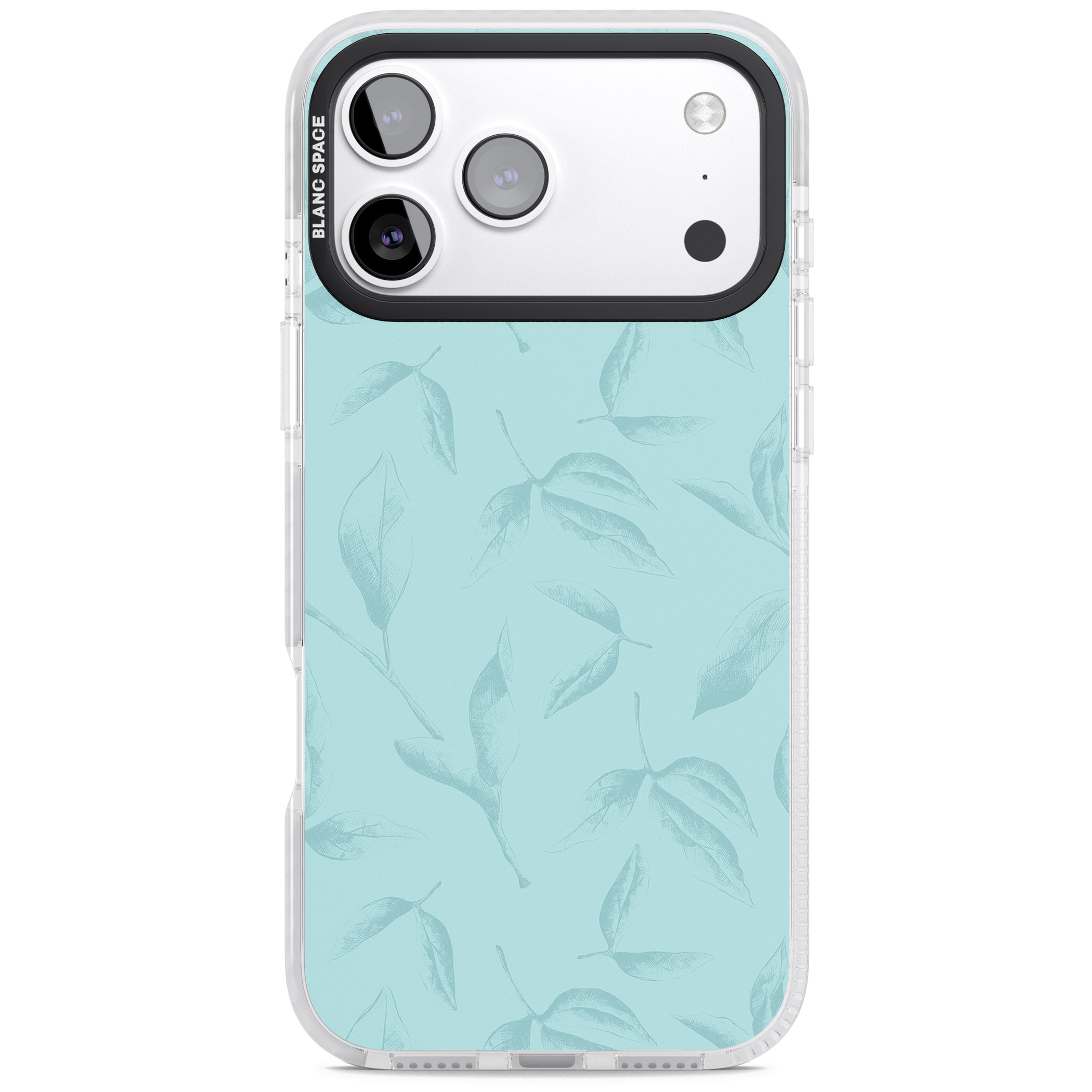 Blue Leaf Botanical iPhone 17 Pro Max Impact Clear Phone Case