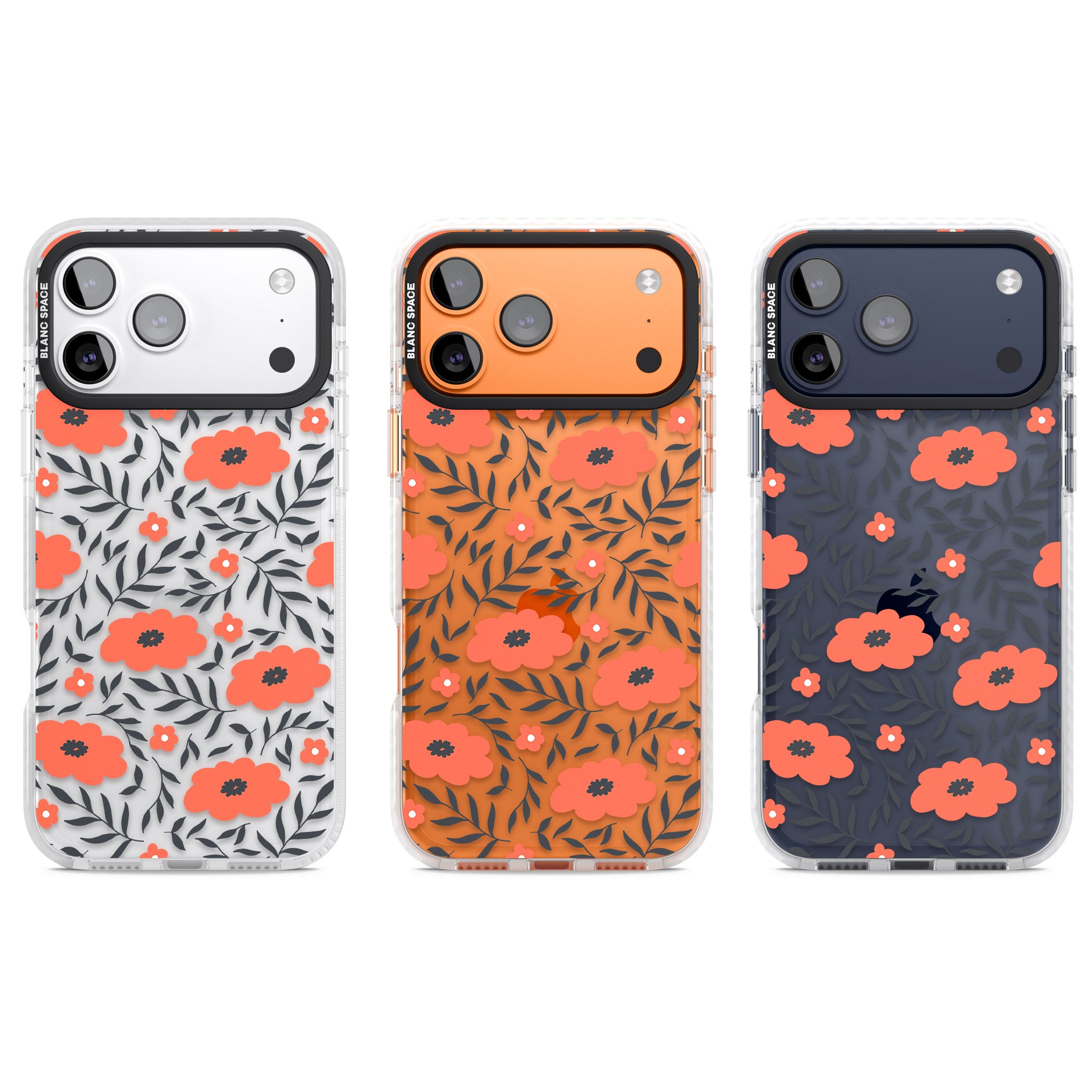 Red Poppy Floral iPhone 17 Pro Impact Clear Phone Case APT Impact Protection