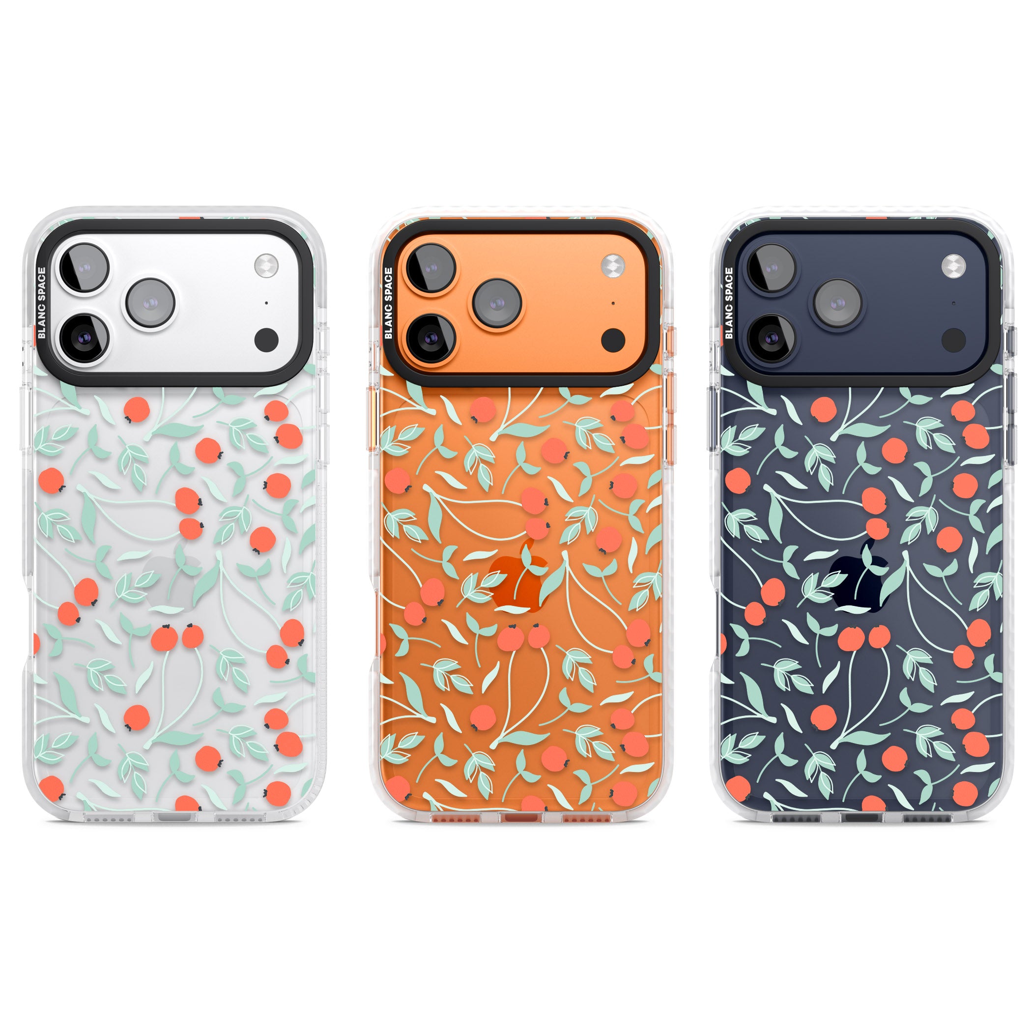 Red Berries Floral iPhone 17 Pro Impact Clear Phone Case APT Impact Protection