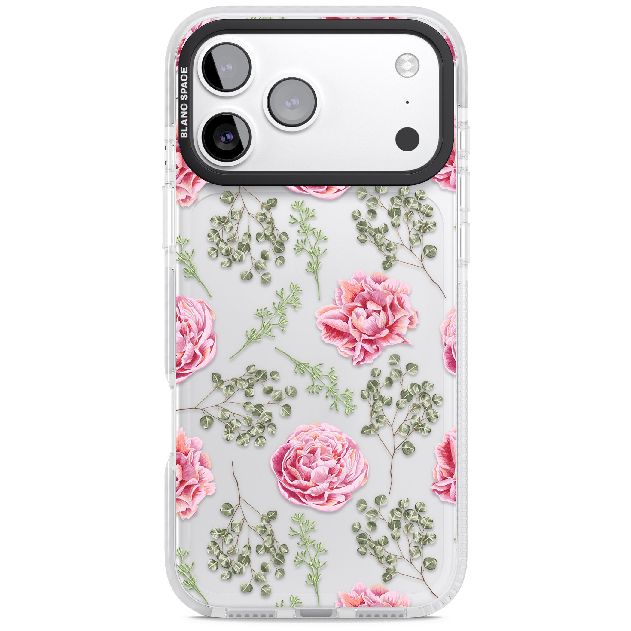 Roses & Eucalyptus Floral iPhone 17 Pro Max Impact Clear Phone Case