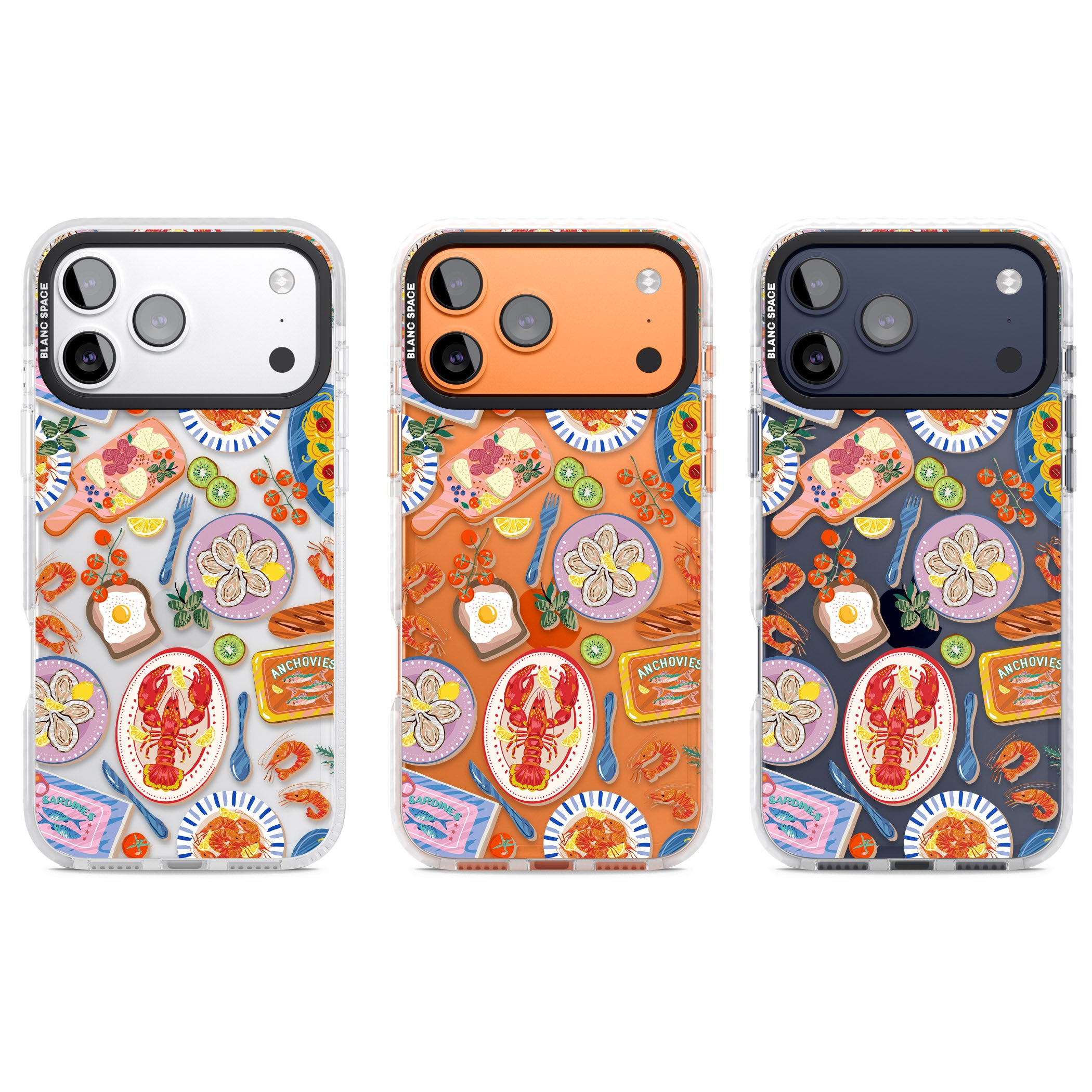 Seafood Pattern iPhone 17 Pro Impact Clear Phone Case APT Impact Protection