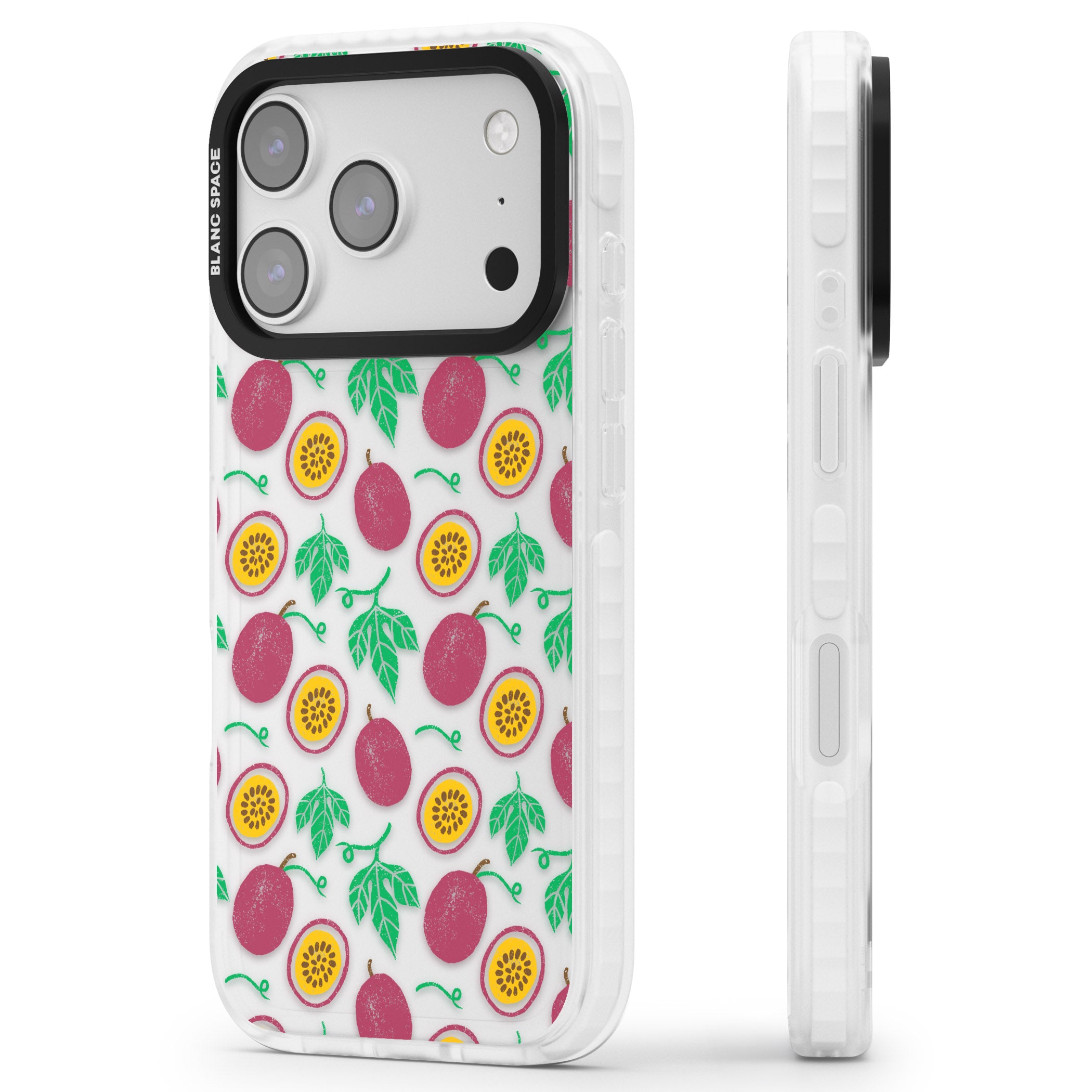 Passion Fruit Paradise iPhone 17 Pro Max Impact Clear Phone Case Side Profile