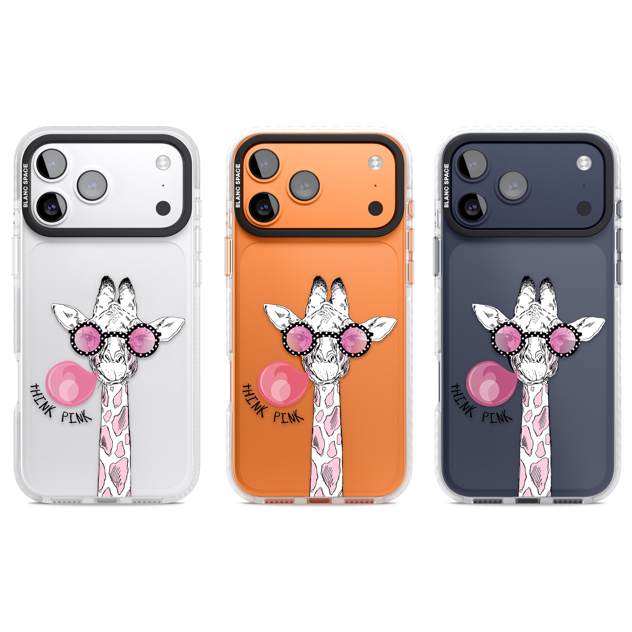 Think Pink Giraffe iPhone 17 Pro Impact Clear Phone Case APT Impact Protection