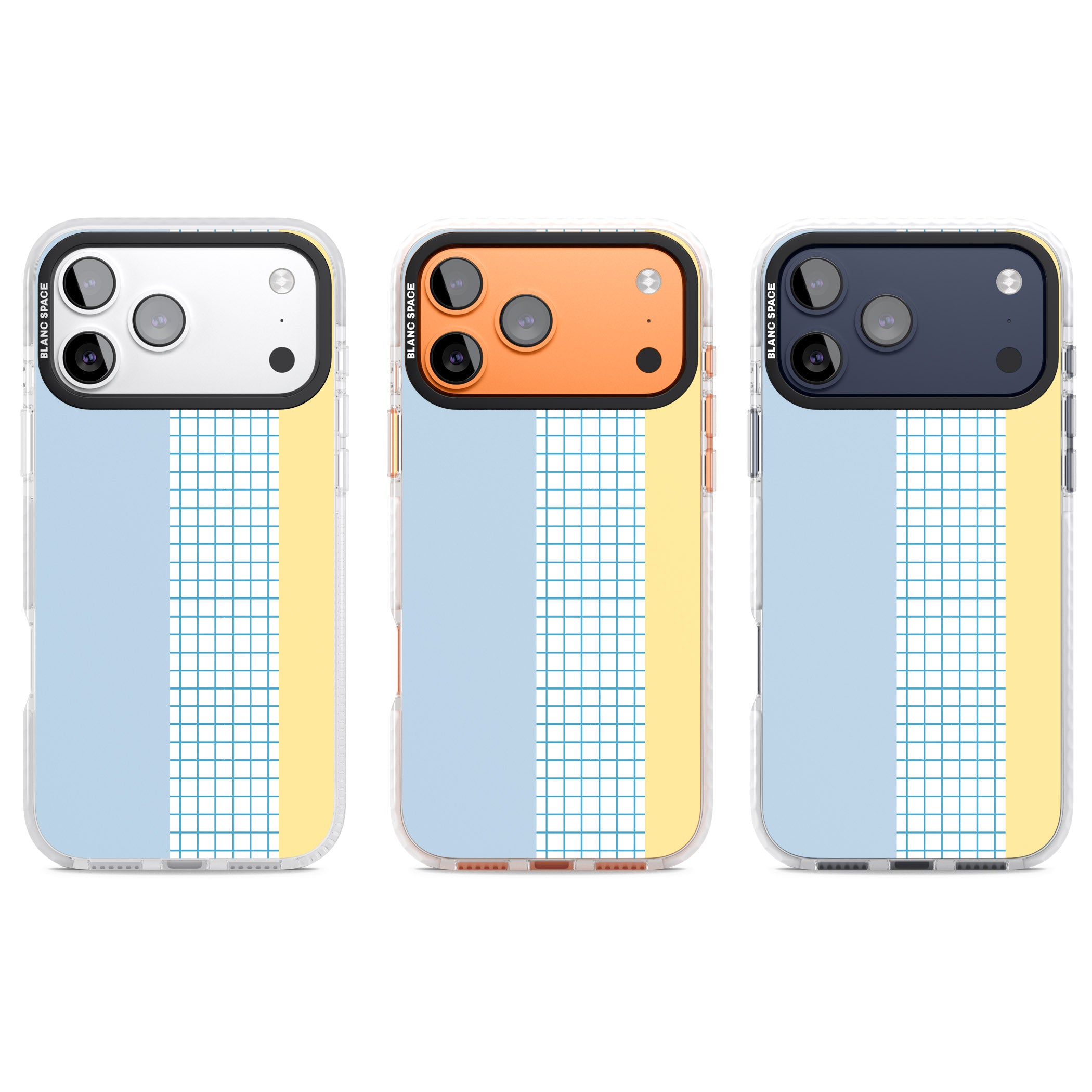 Abstract Grid Blue & Yellow iPhone 17 Pro Impact Clear Phone Case APT Impact Protection