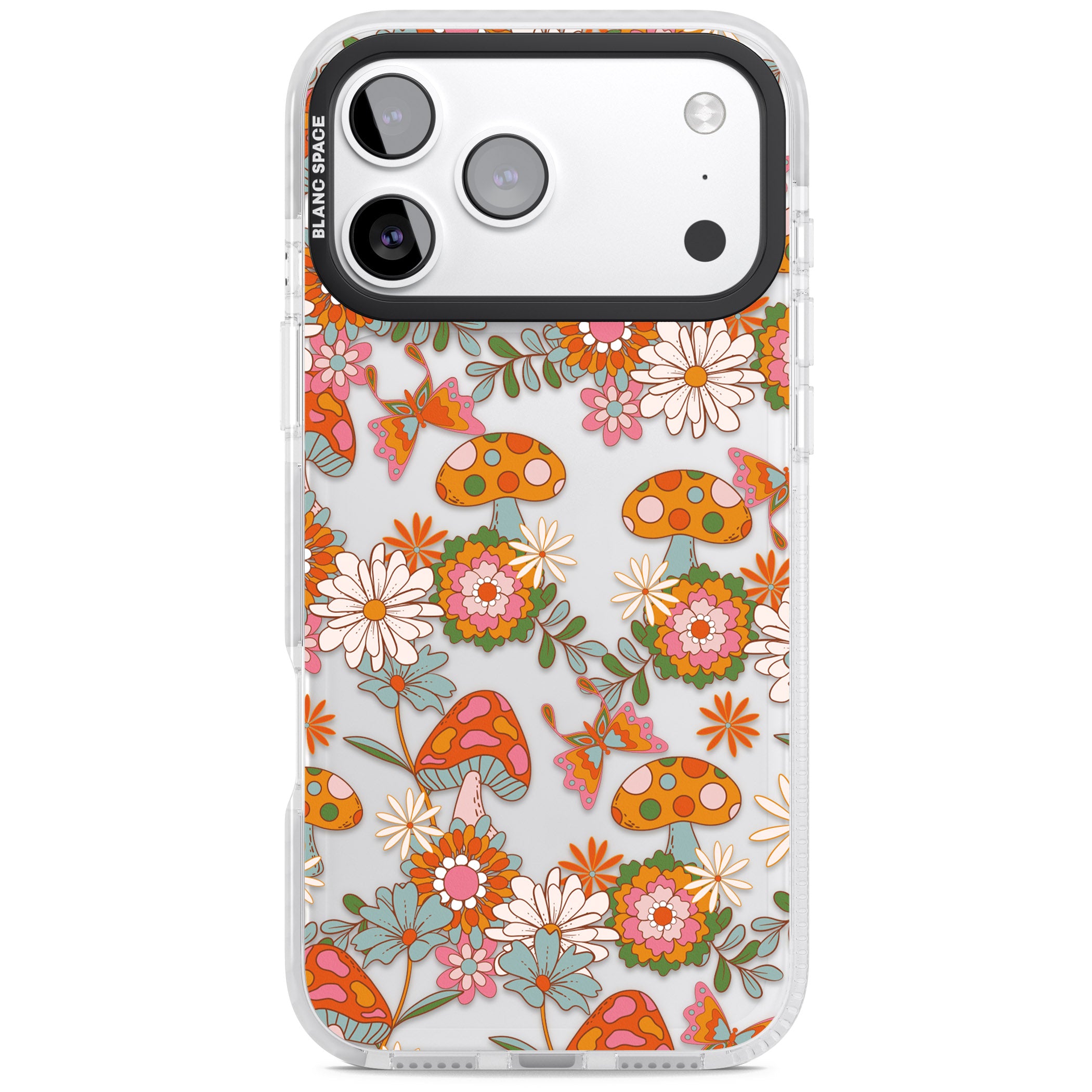 Groovy Shrooms & Flowers iPhone 17 Pro Max Impact Clear Phone Case