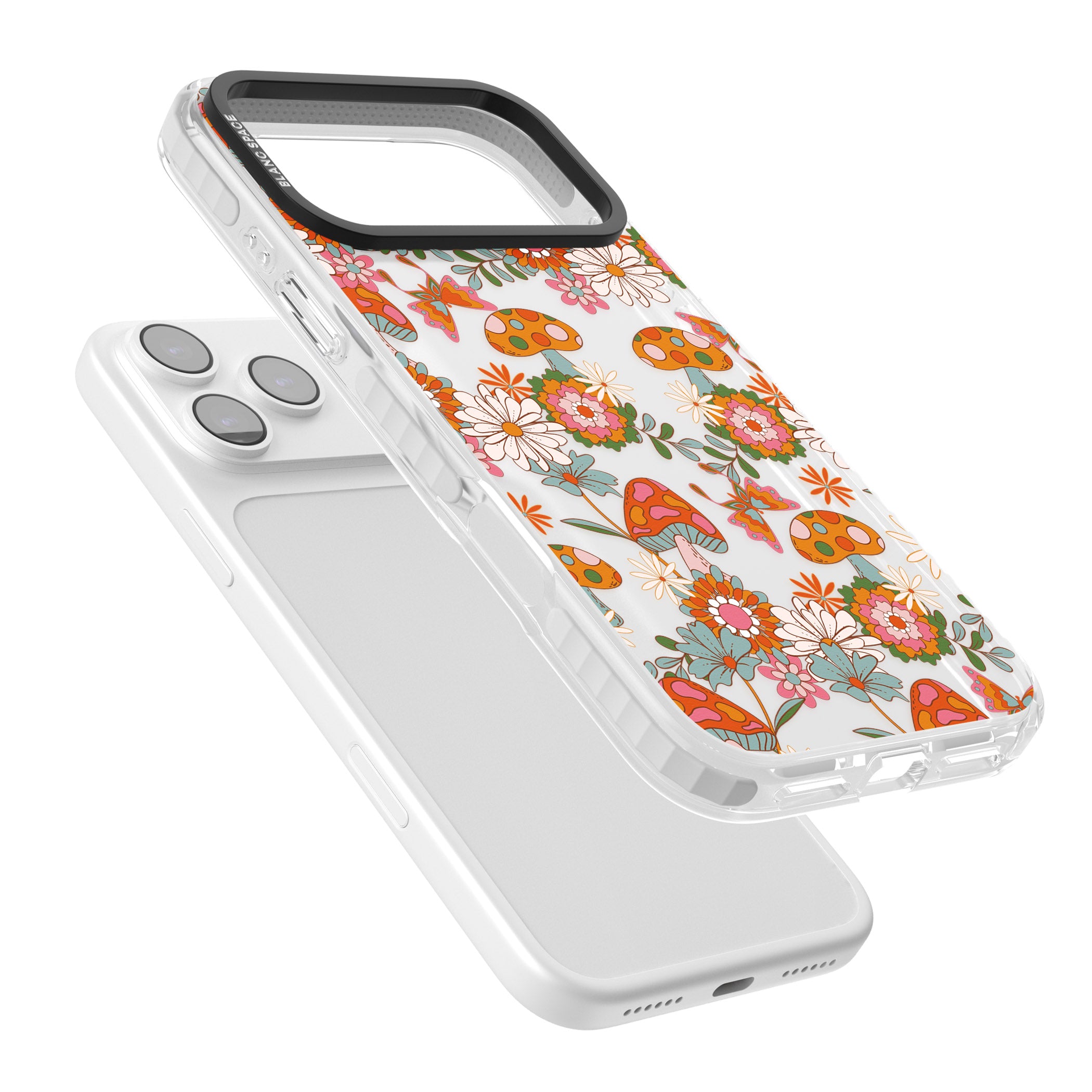 Groovy Shrooms & Flowers iPhone 17 Pro Max Impact Clear Phone Case Colours