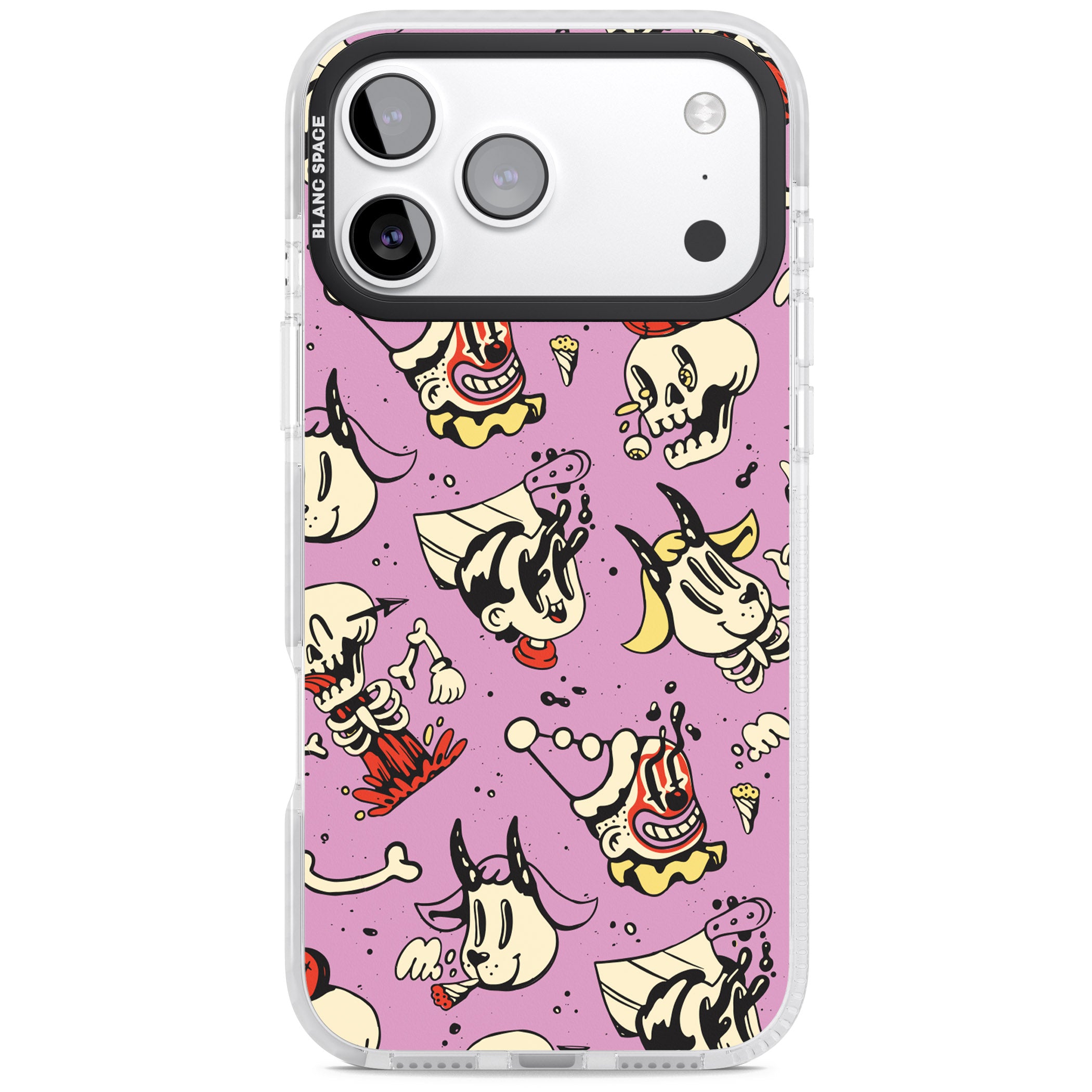 Purple Retro Halloween Pattern iPhone 17 Pro Impact Clear Phone Case