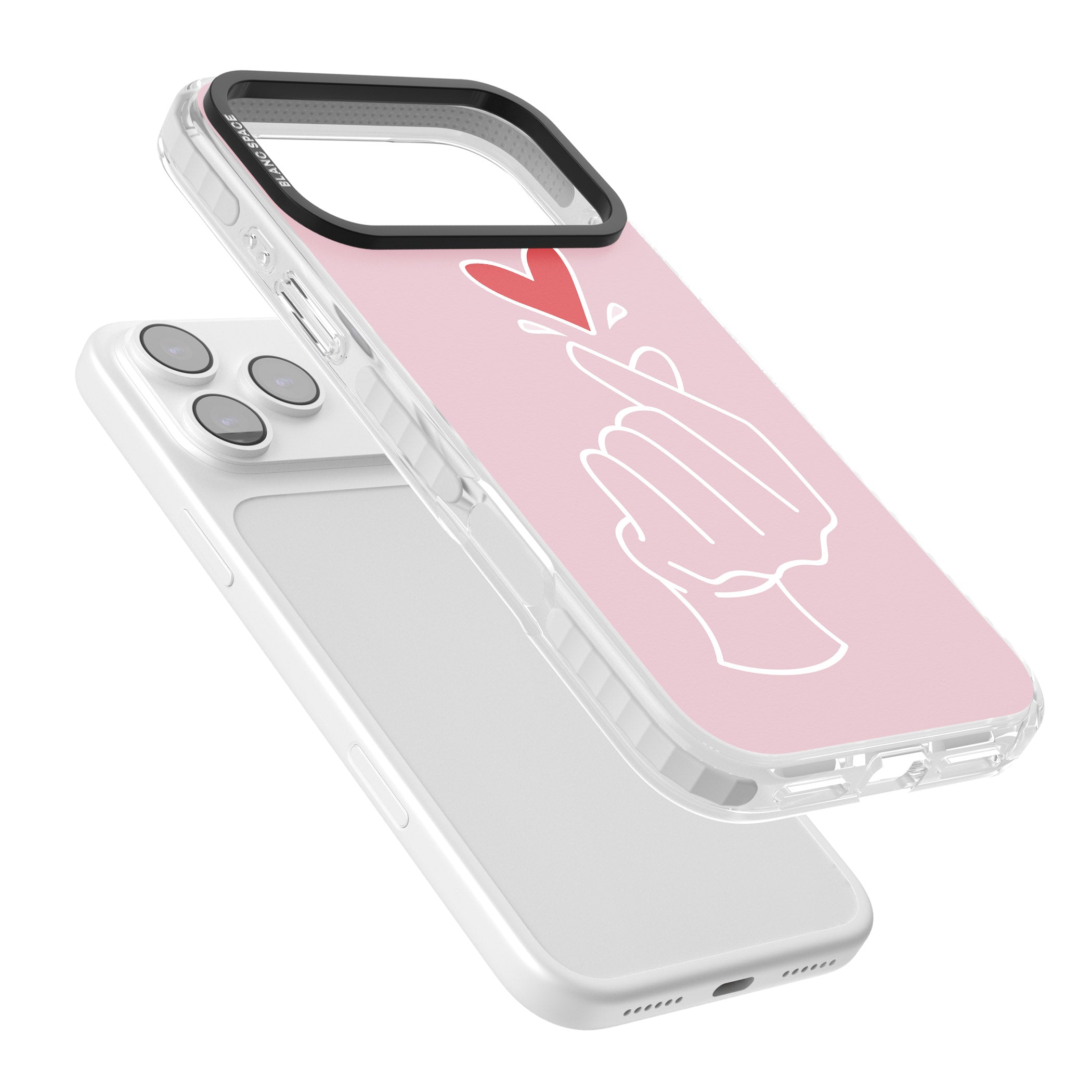 Pink Heart Hand iPhone 17 Pro Max Impact Clear Phone Case Colours