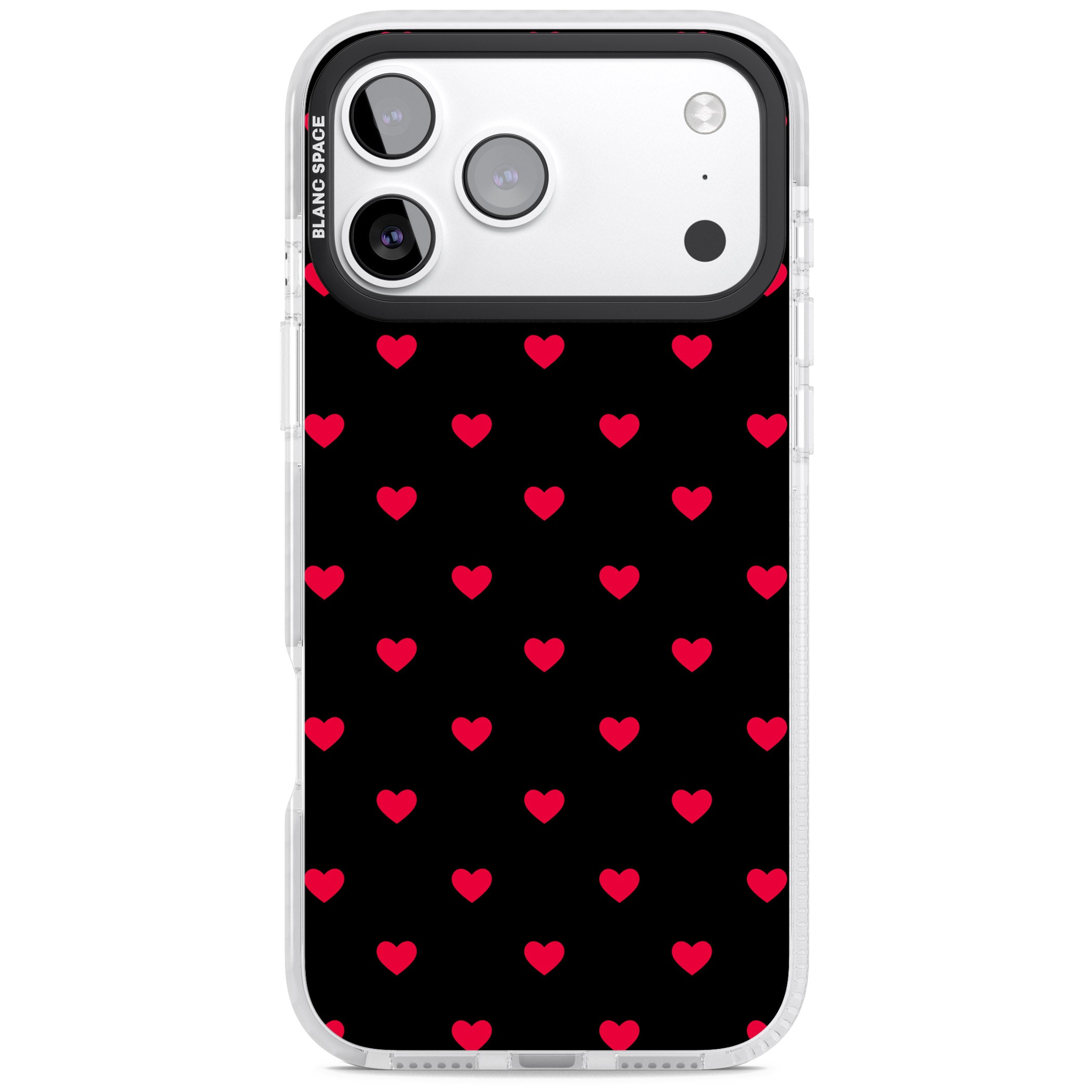 Small Heart Pattern: Red & iPhone 17 Pro Max Impact Clear Phone Case