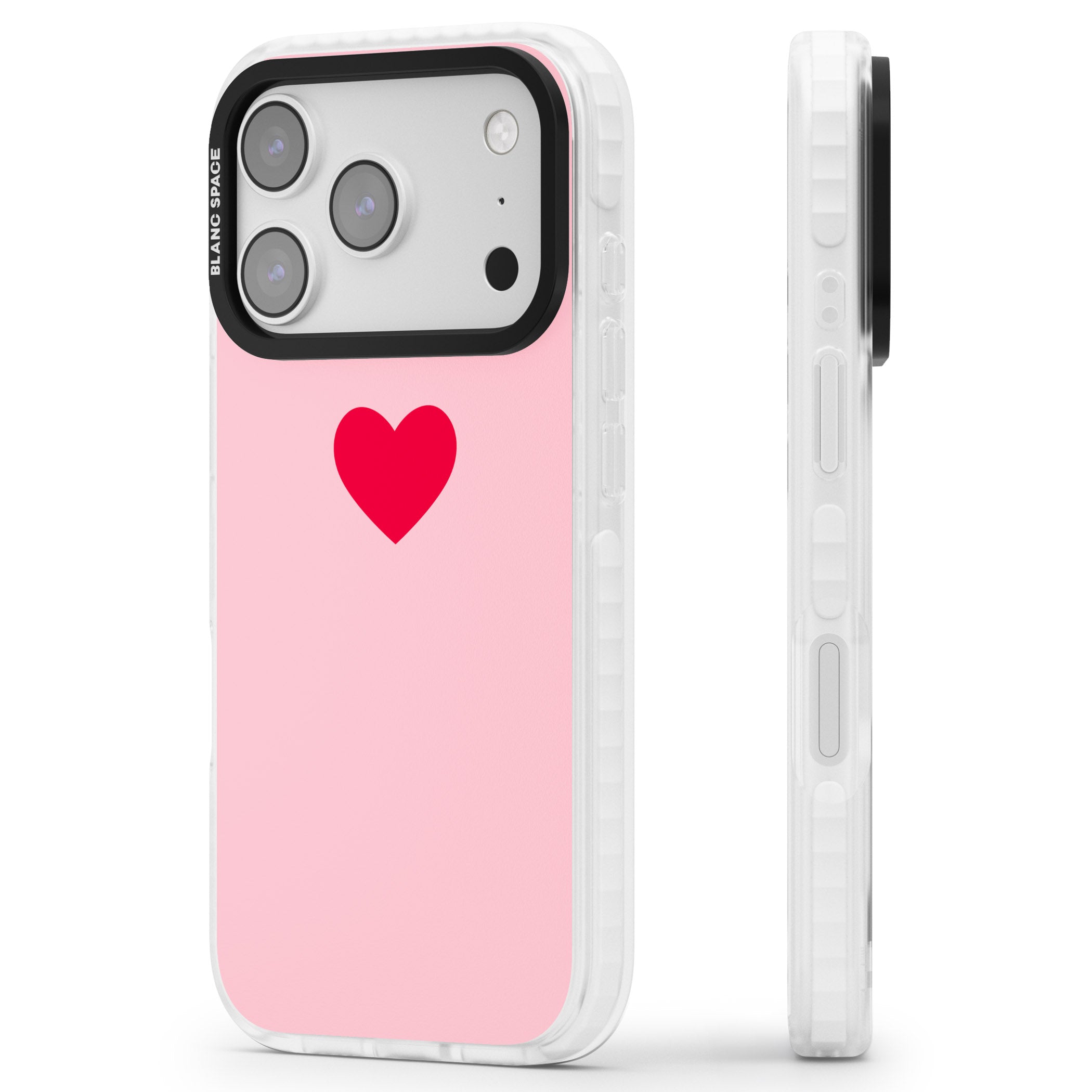 Red & Pink Heart iPhone 17 Pro Max Impact Clear Phone Case Side Profile